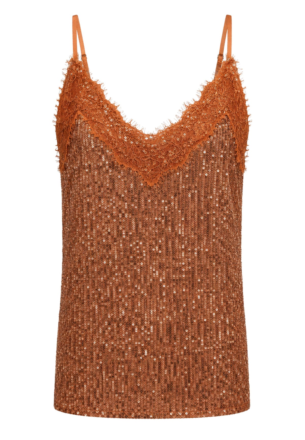 KIKISIX Top Donna in Paillettes e Pizzo