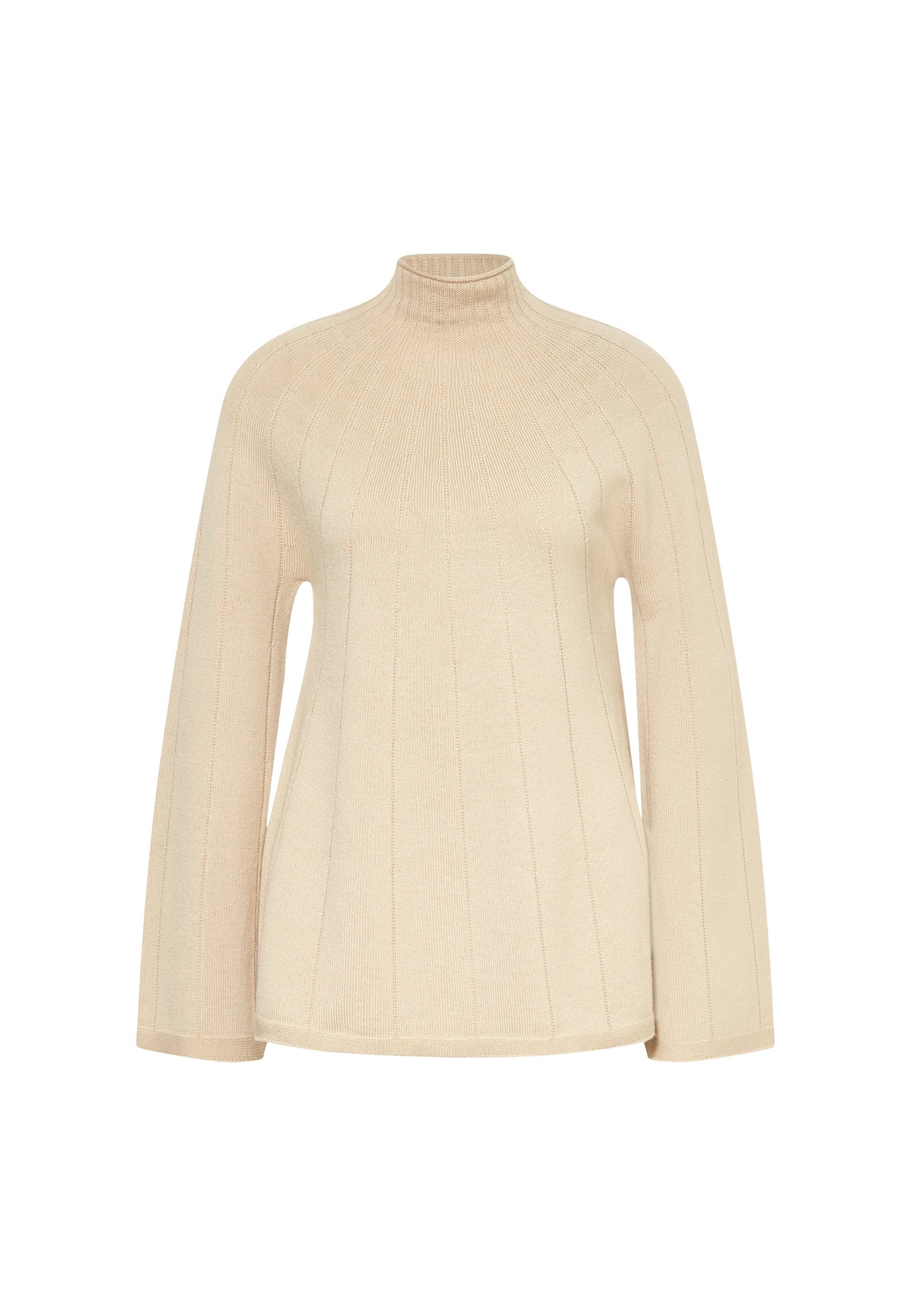 Maglia in lana vergine a coste con collo alto
