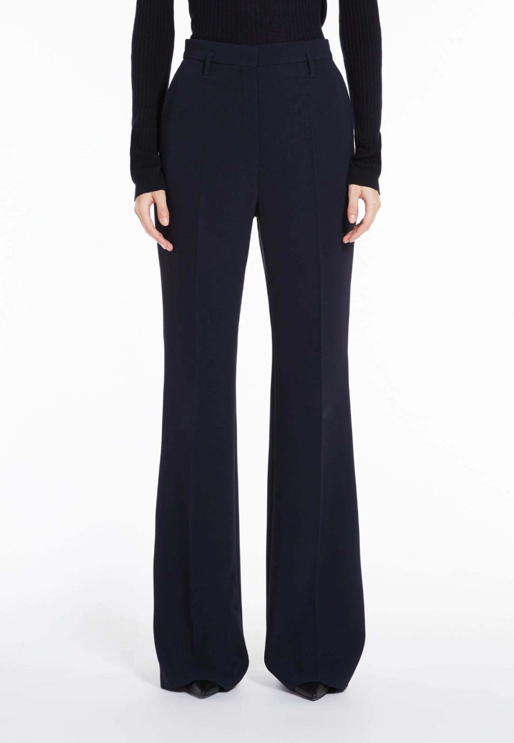 Max Mara Studio - Pantalone a zampa in cady blu