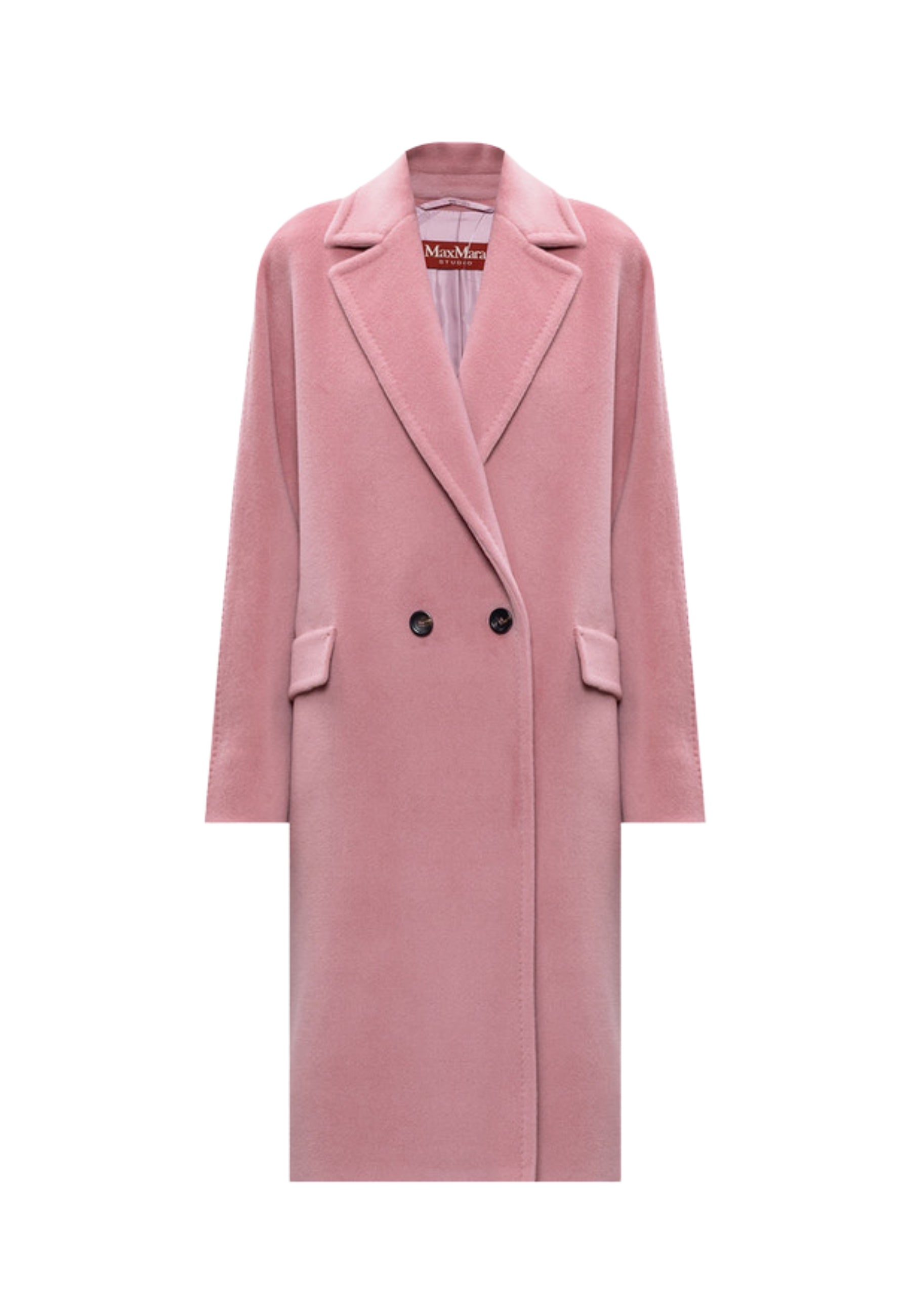 Max Mara Studio - Cappotto doppiopetto in lana rosa
