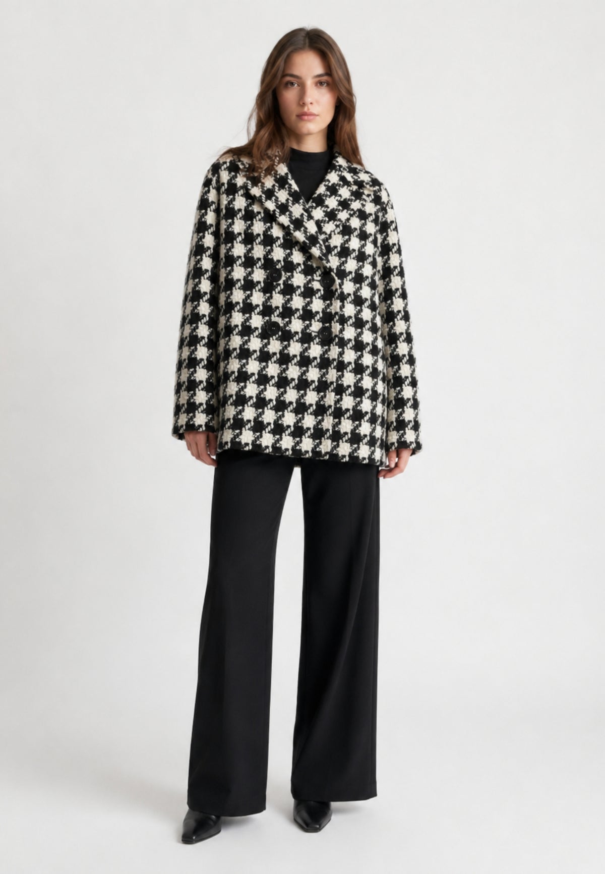 MAX MARA STUDIO Caban ELGAR in lana pied-de-poule