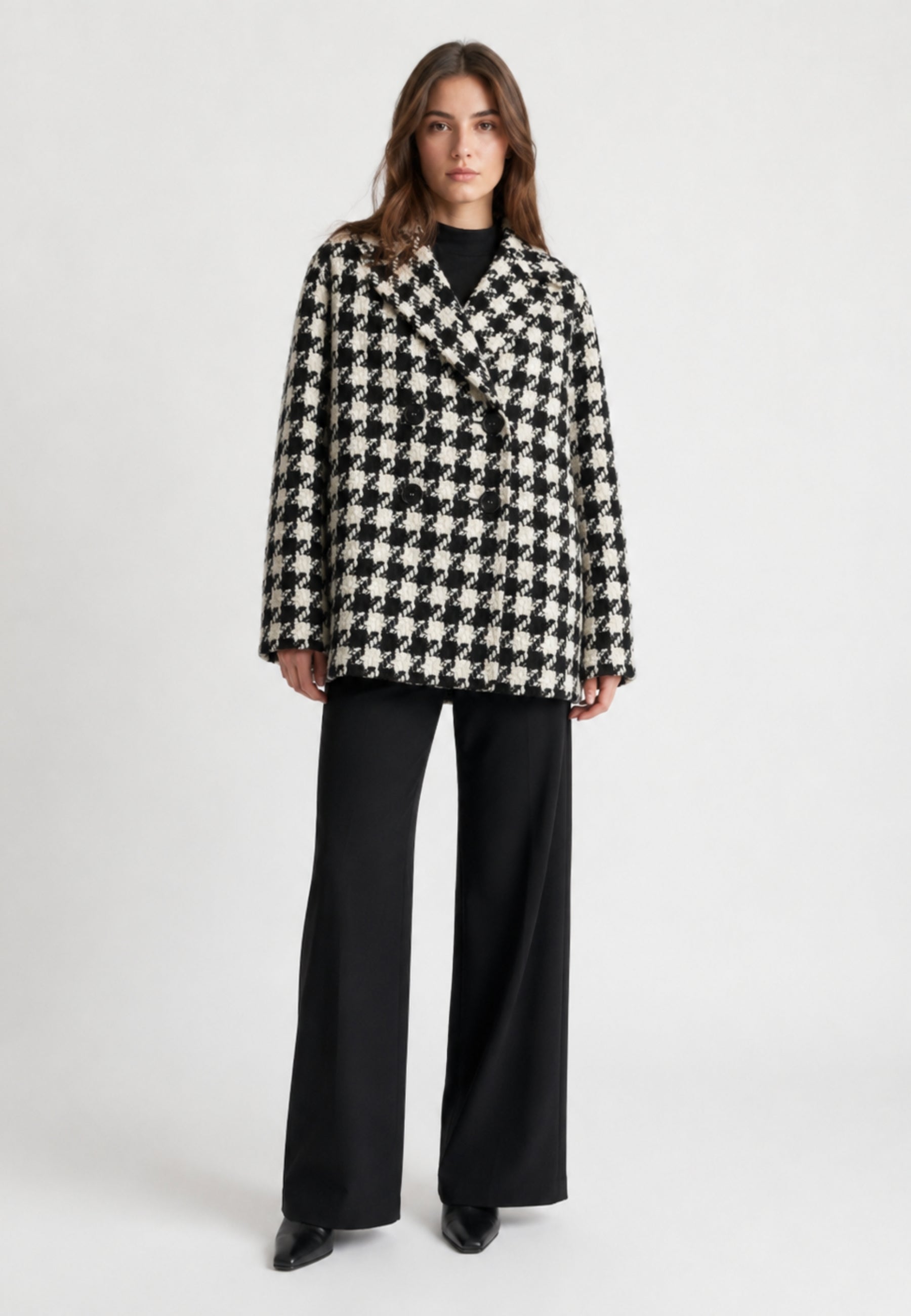 MAX MARA STUDIO Caban ELGAR in lana pied-de-poule