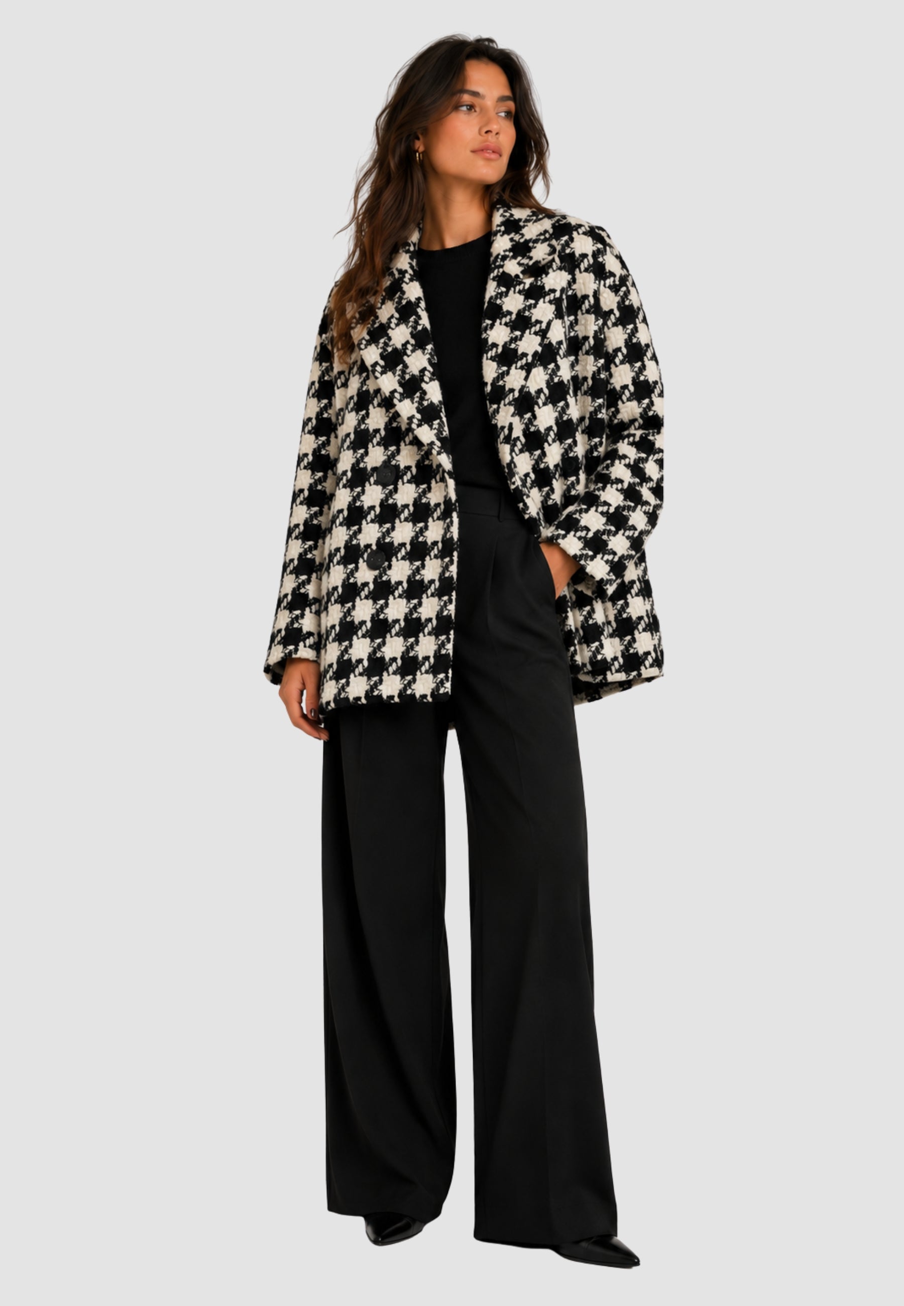 MAX MARA STUDIO Caban ELGAR in lana pied-de-poule