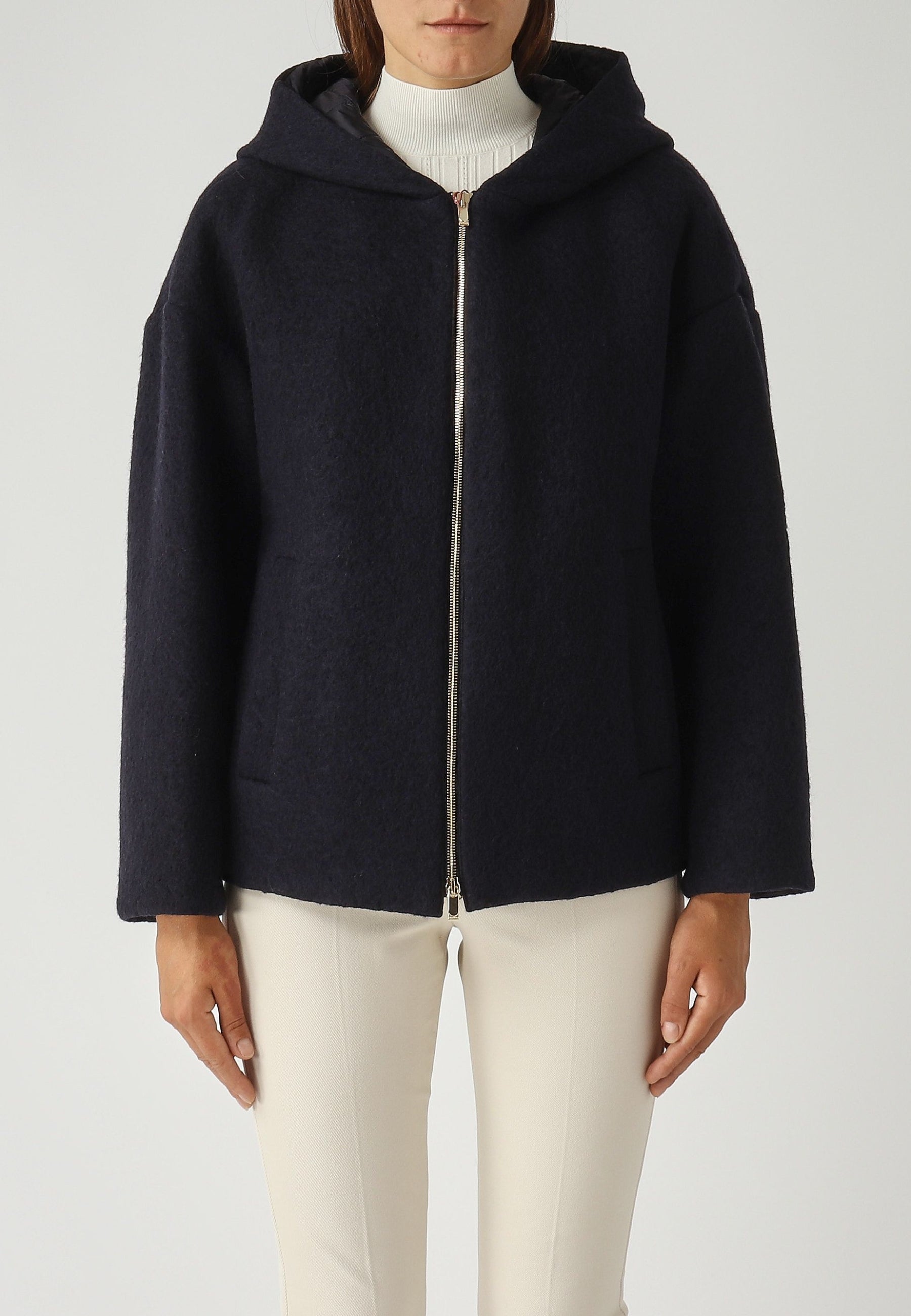 Max Mara Studio Giacca Fune in misto lana con cappuccio