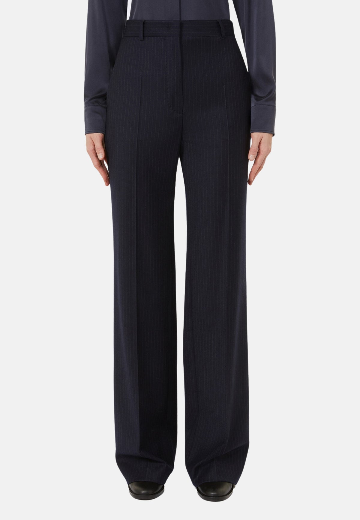 Max Mara Studio Pantalone in flanella di lana stretch gessata