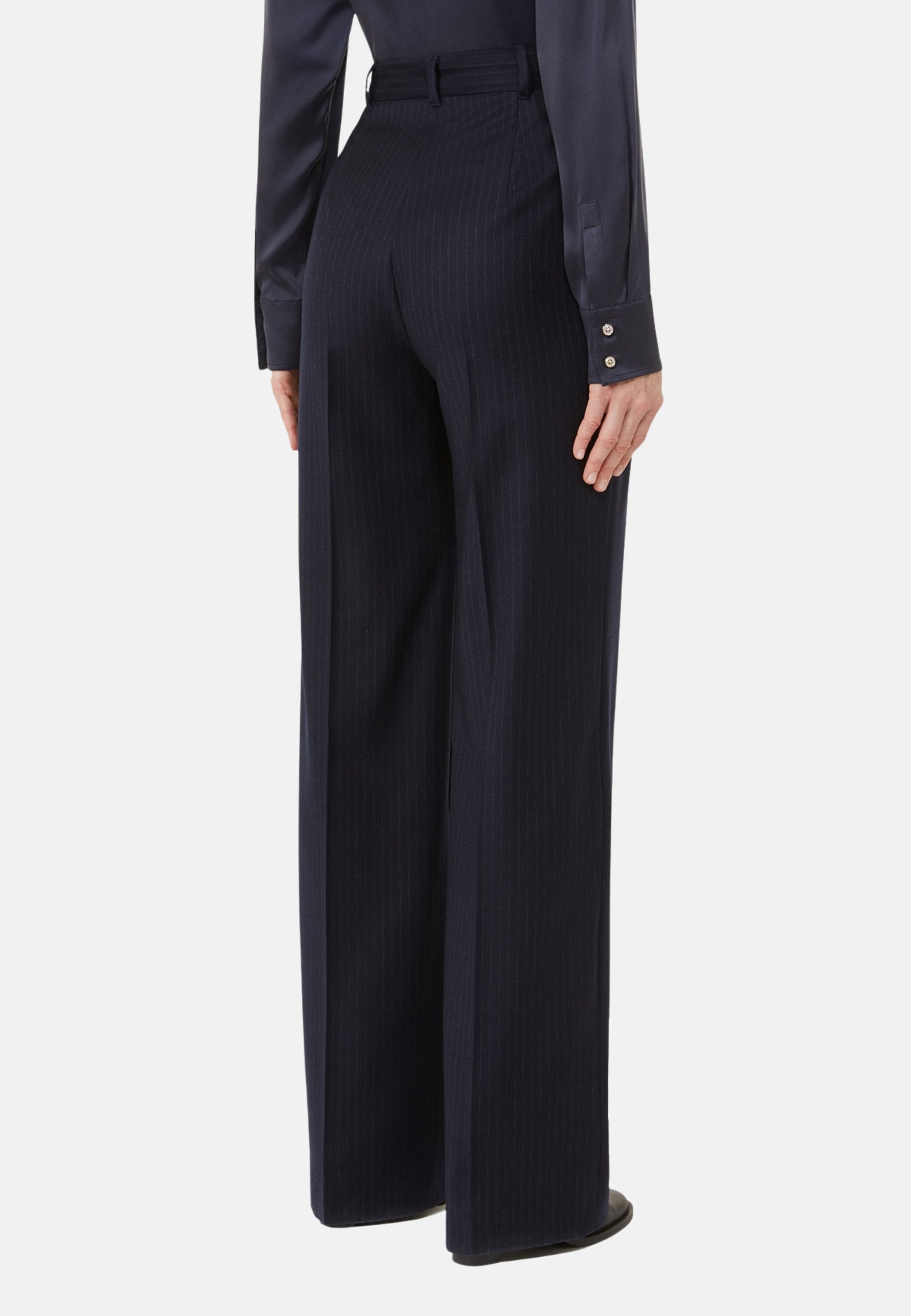 Max Mara Studio Pantalone in flanella di lana stretch gessata