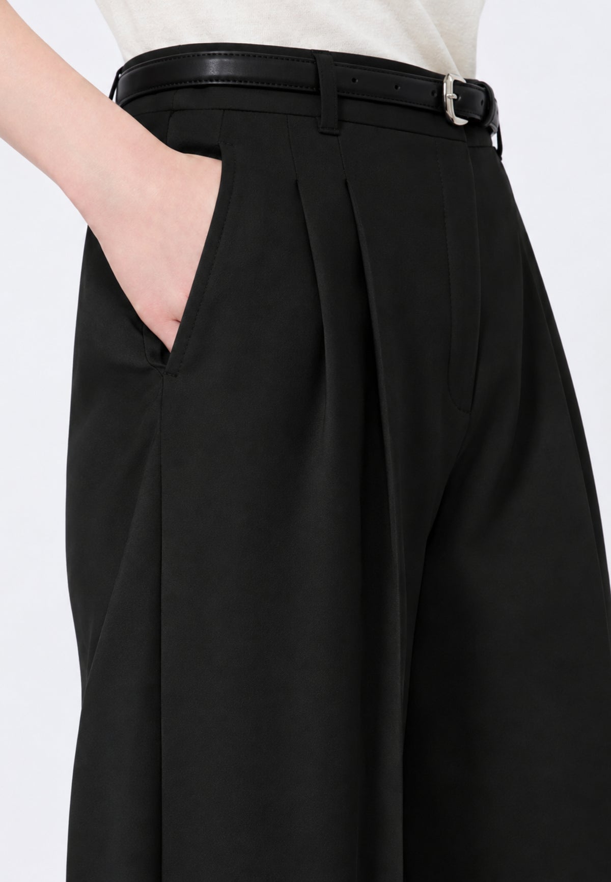 Pantalone fluido in cotone crêpe