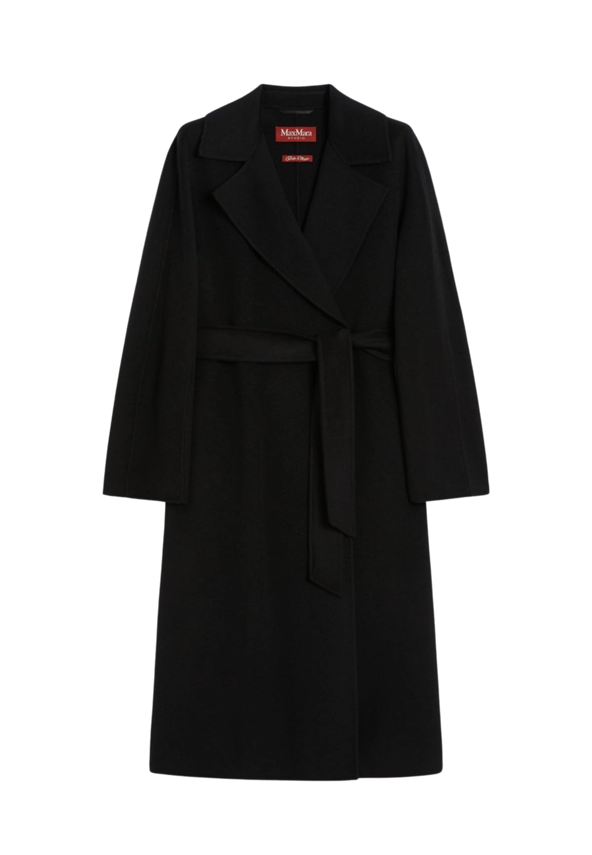 Max Mara Studio - Cappotto lungo a vestaglia in lana, cashmere e seta - Nero