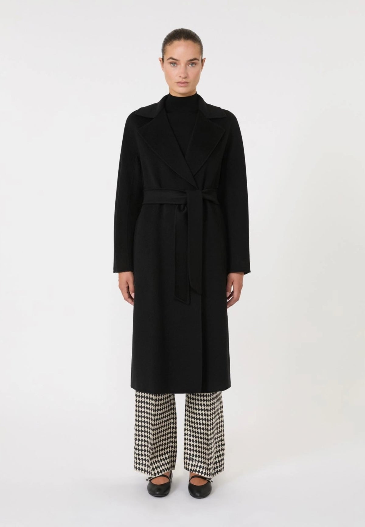 Max Mara Studio - Cappotto lungo a vestaglia in lana, cashmere e seta - Nero