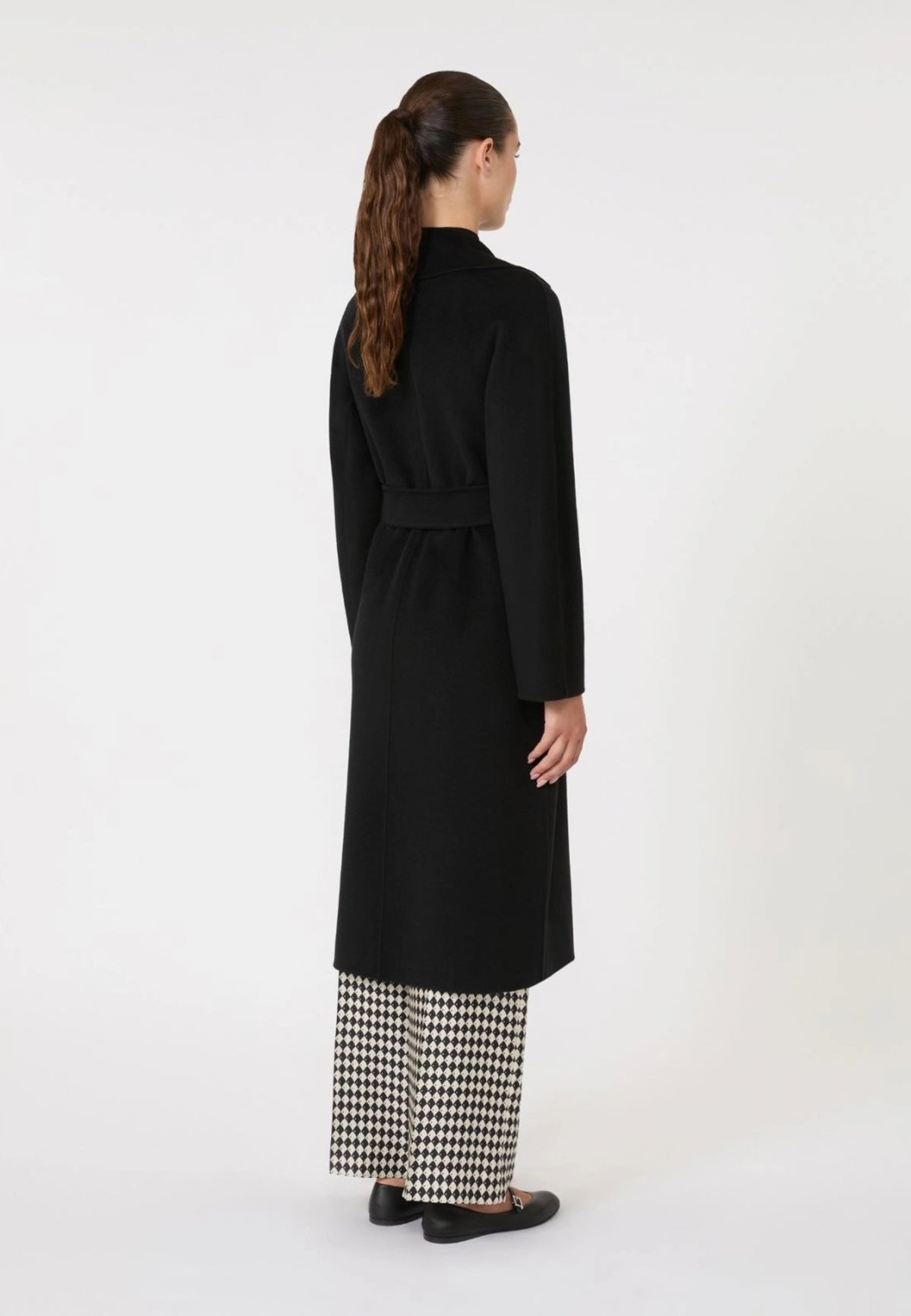 Max Mara Studio - Cappotto lungo a vestaglia in lana, cashmere e seta - Nero