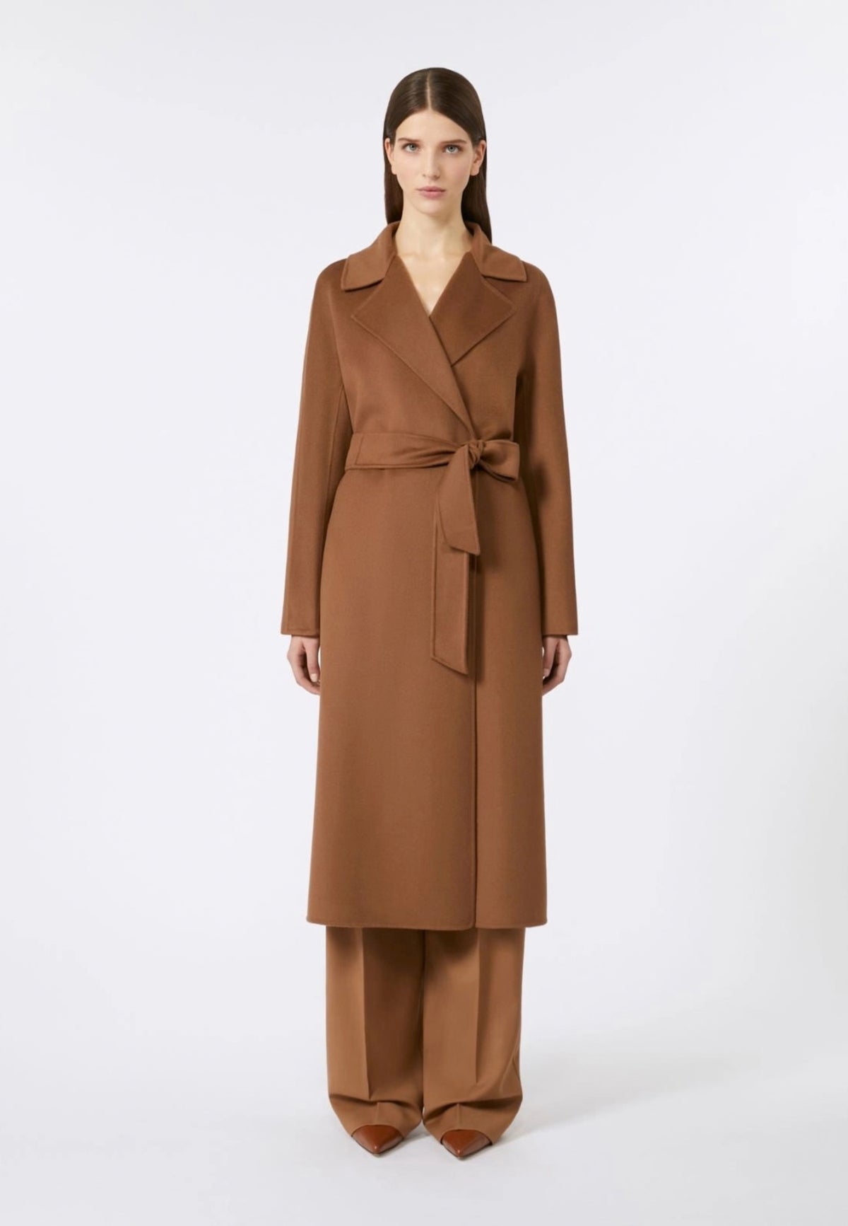 Max Mara Studio - Cappotto lungo a vestaglia in lana, cashmere e seta - Cammello