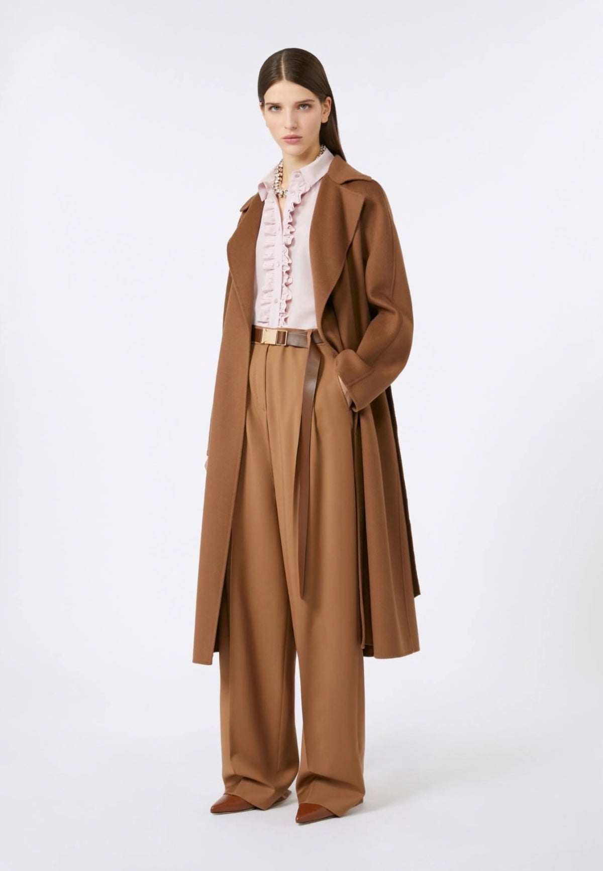 Max Mara Studio - Cappotto lungo a vestaglia in lana, cashmere e seta - Cammello