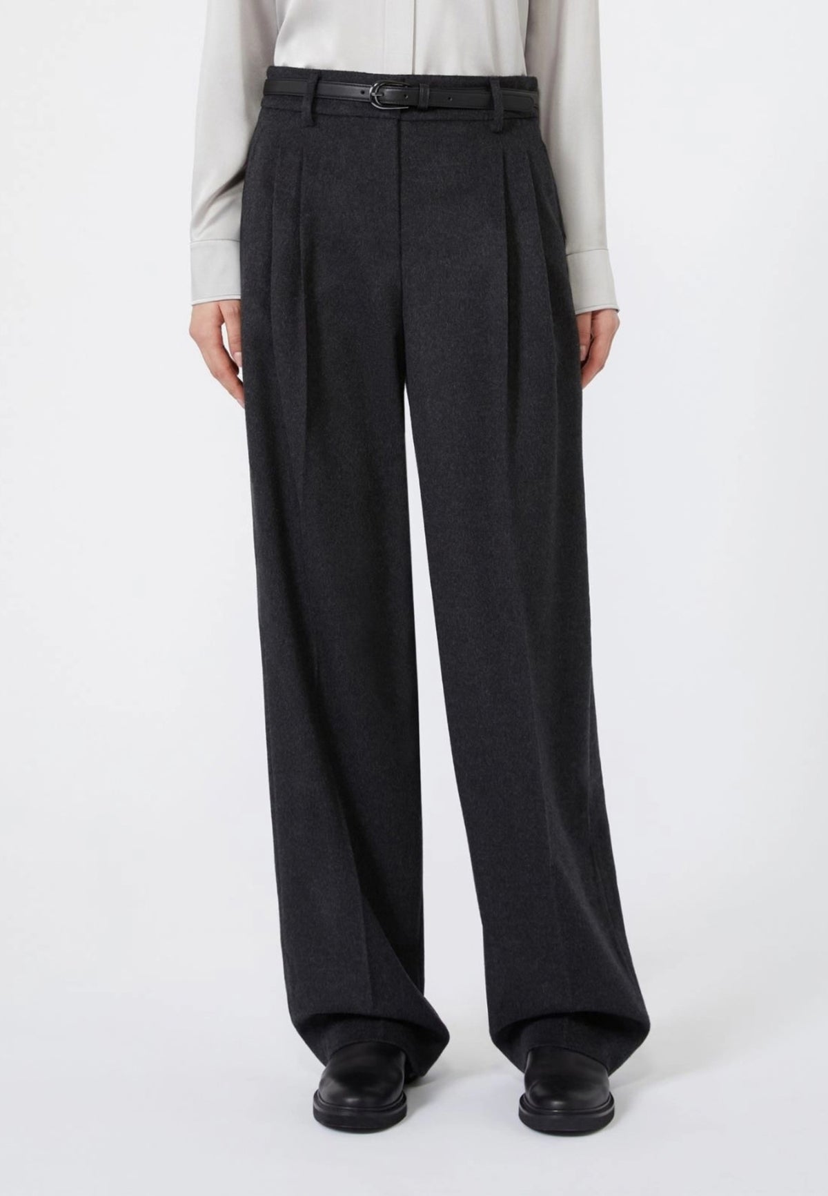Max Mara Studio - Pantalone wide leg in pura lana - Antracite