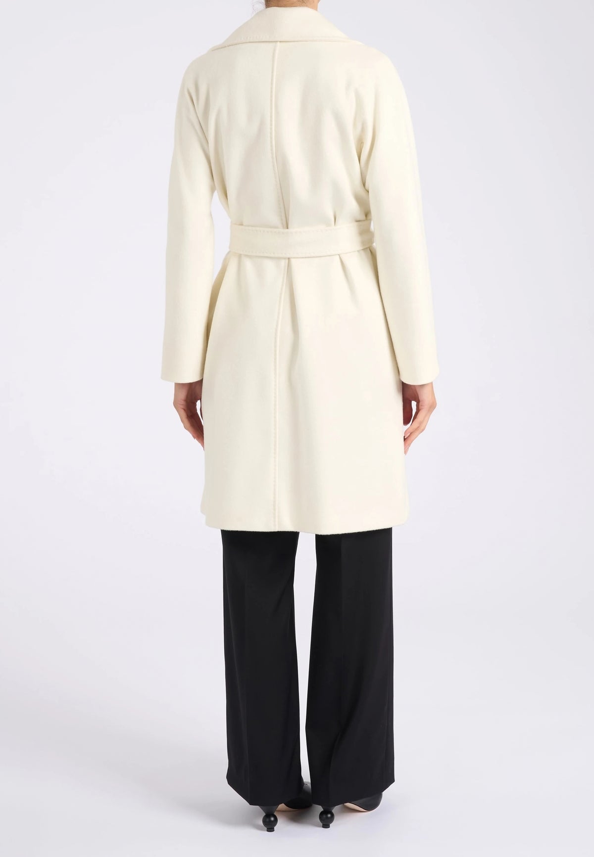 Max Mara Studio - Cappotto a vestaglia in drap di pura lana Bianco Lana