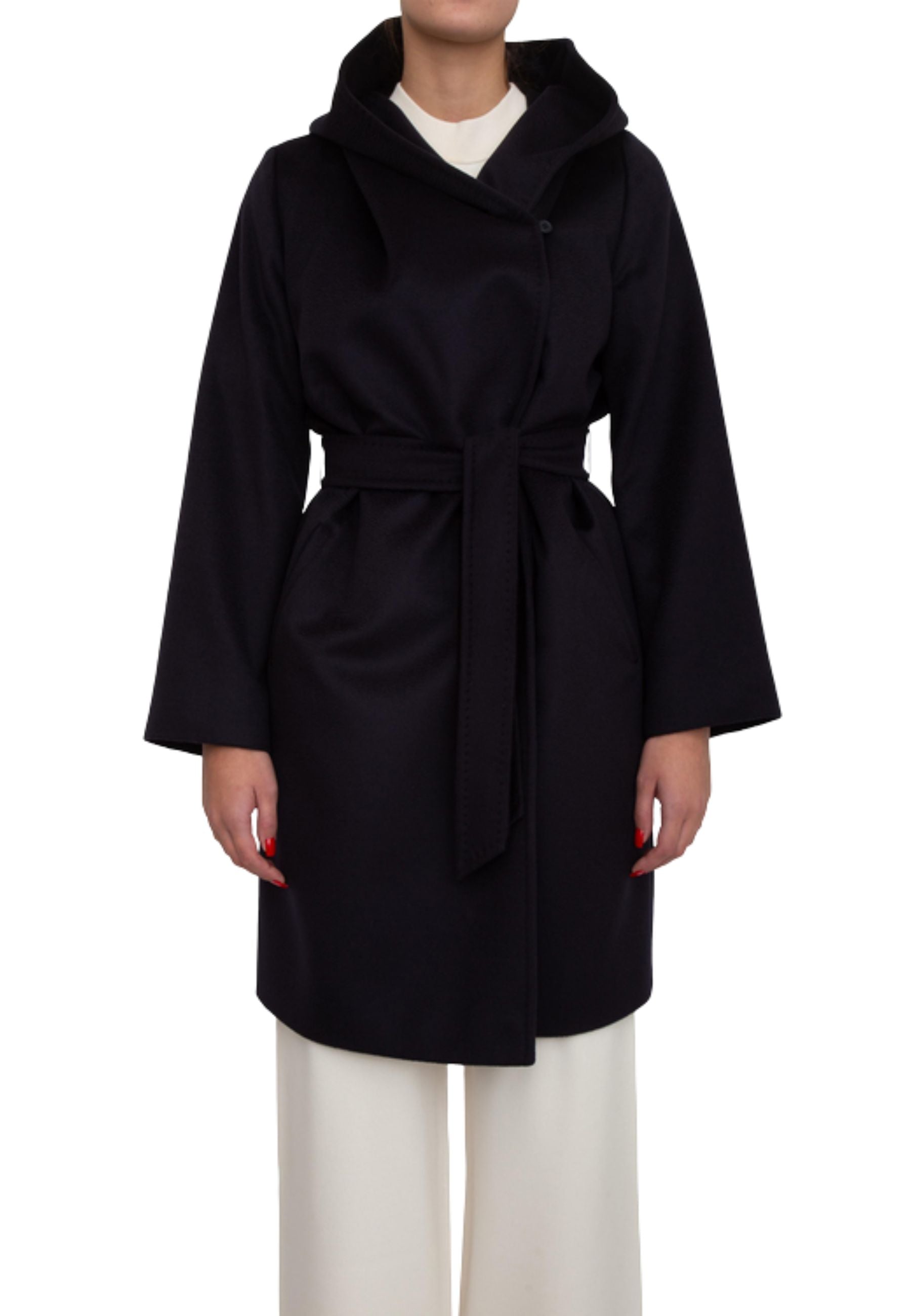 Max Mara Studio Newmang Cappotto con Cappuccio in Lana Vergine