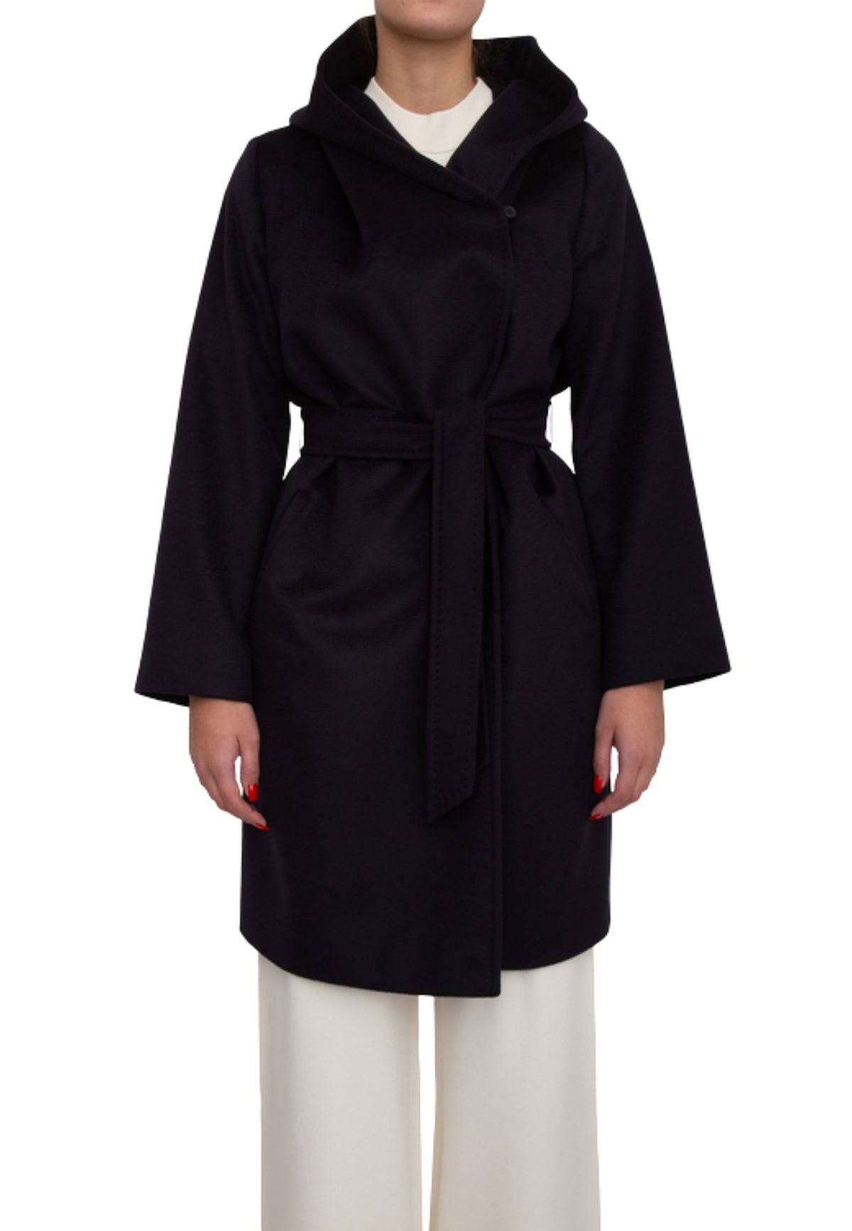 Max Mara Studio Newmang Cappotto con Cappuccio in Lana Vergine