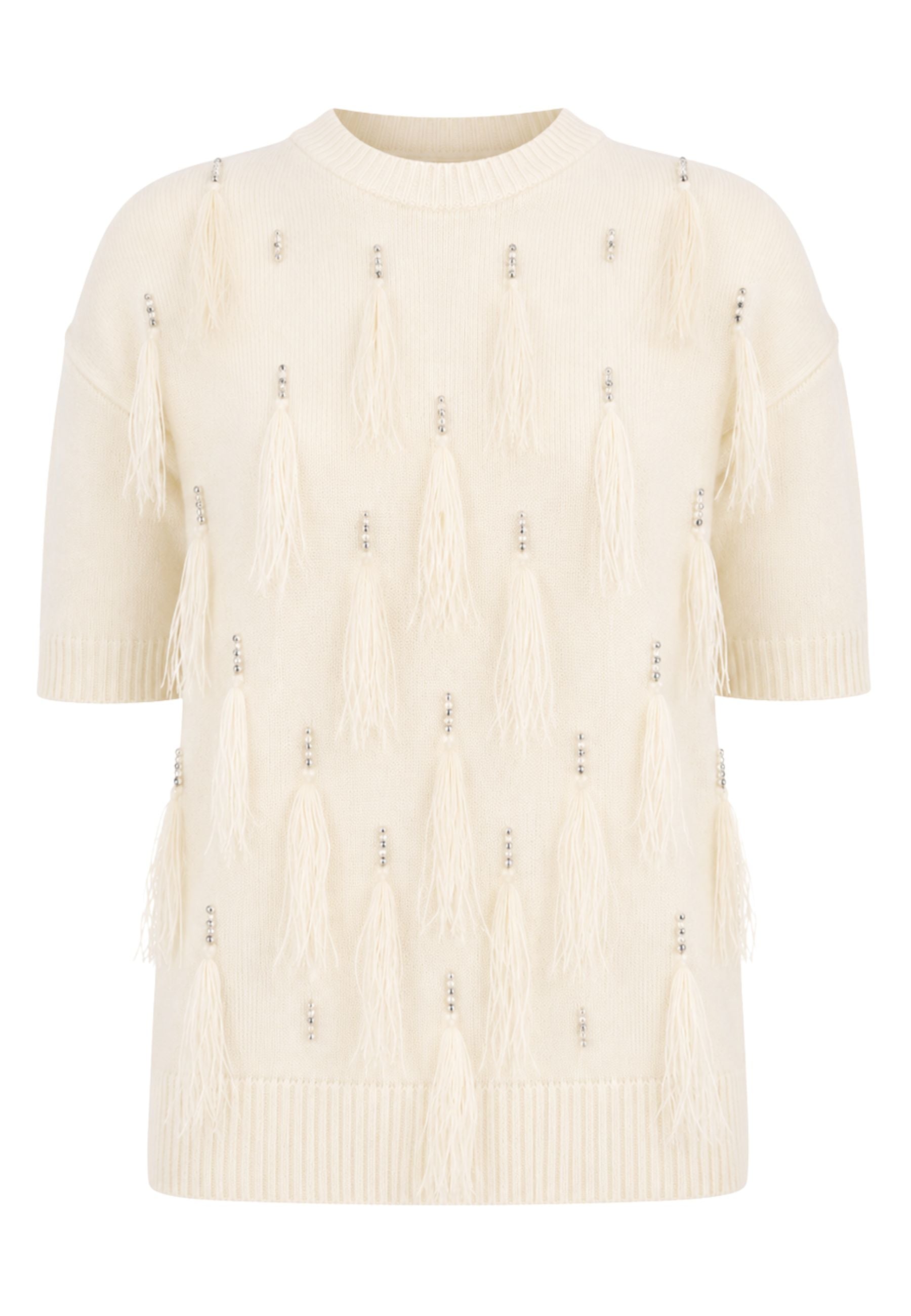 MAX MARA STUDIO - Maglia OBLÒ in lana e cashmere con piume e cristalli