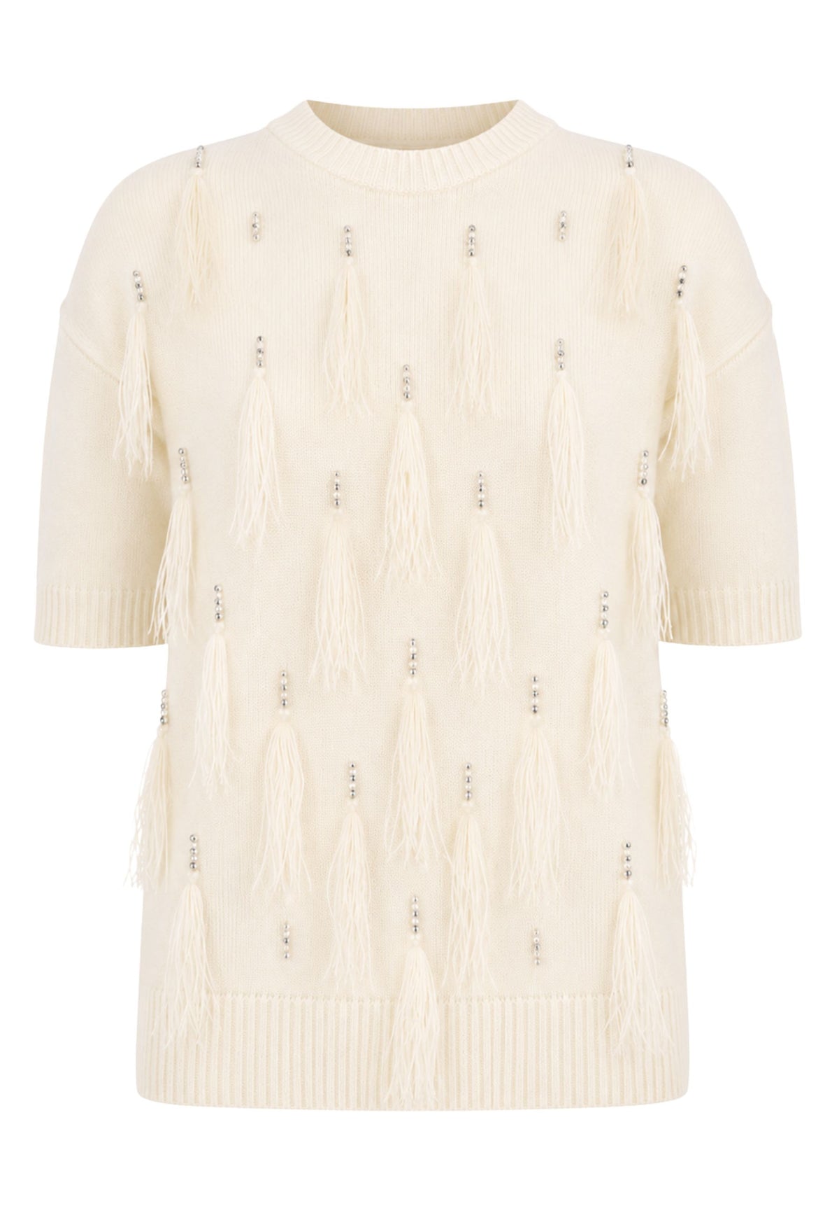 MAX MARA STUDIO - Maglia OBLÒ in lana e cashmere con piume e cristalli