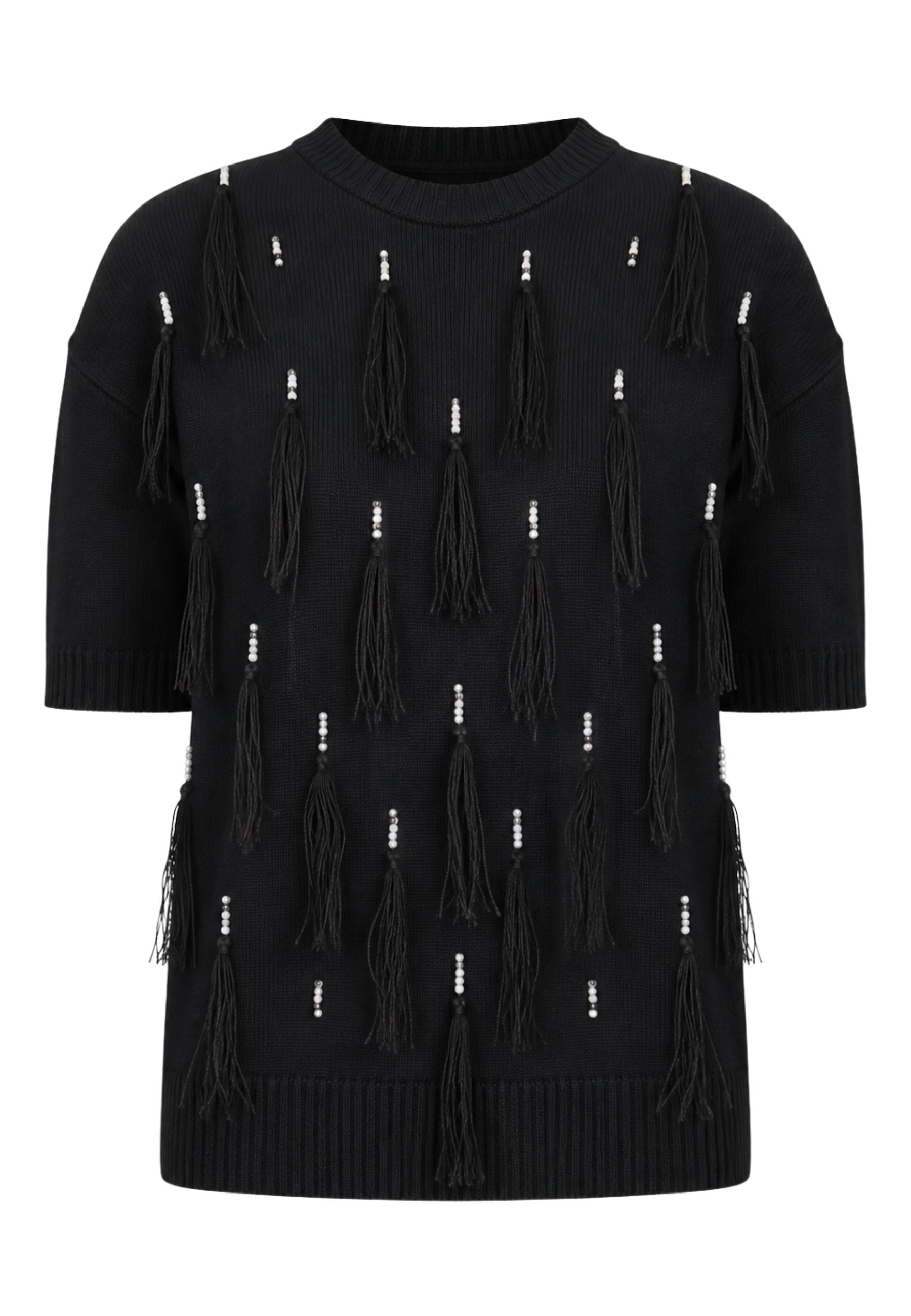 MAX MARA STUDIO - Maglia OBLÒ in lana e cashmere con piume e cristalli