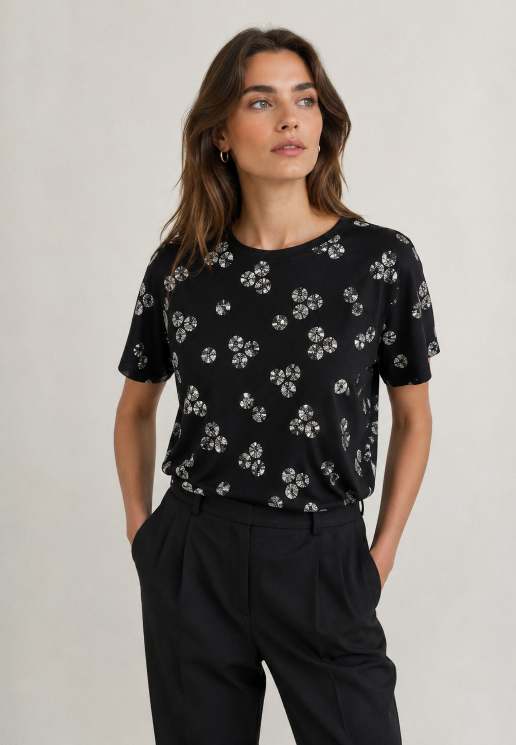 MAX MARA STUDIO T-shirt in tessuto tecnico con stampa all-over