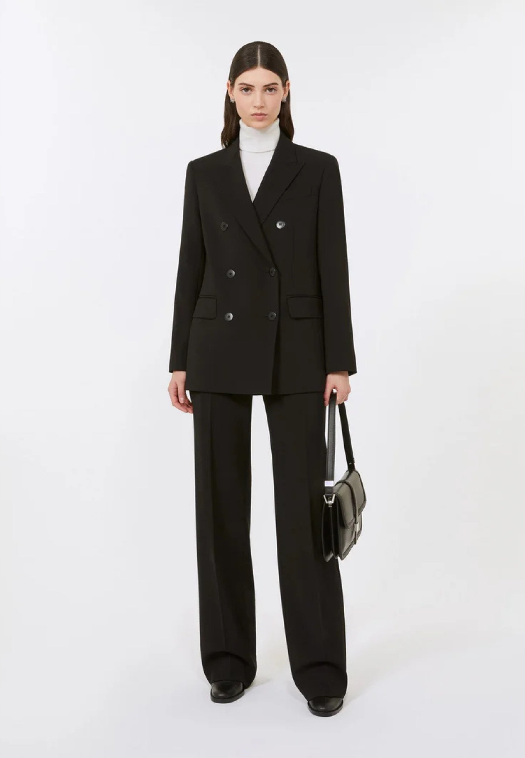 Max Mara Studio Blazer Vadare doppiopetto in crêpe satin di lana