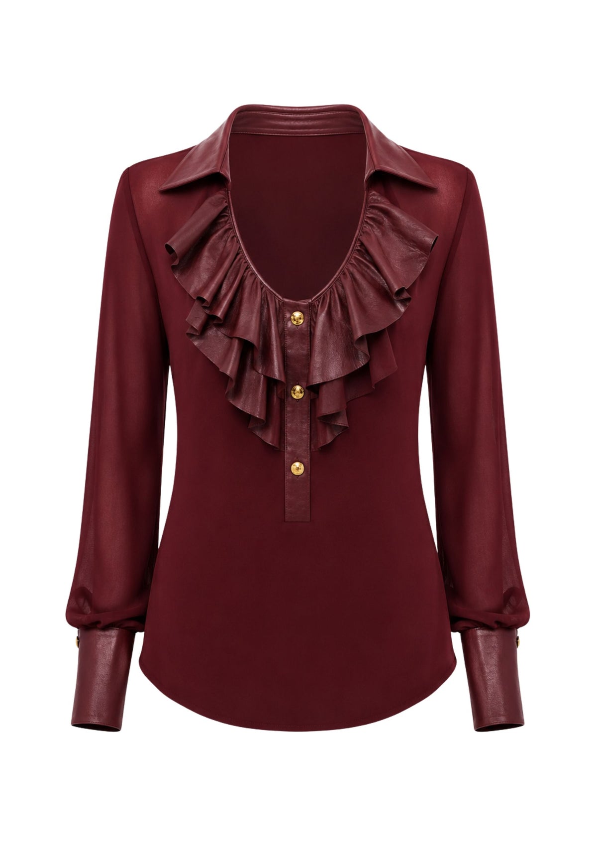 Monique Garçonne - Camicia in georgette con rouches effetto pelle