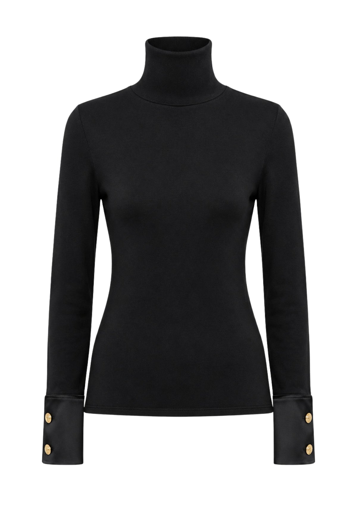 Monique Garçonne - Pullover aderente in cotone e viscosa con bottoni oro