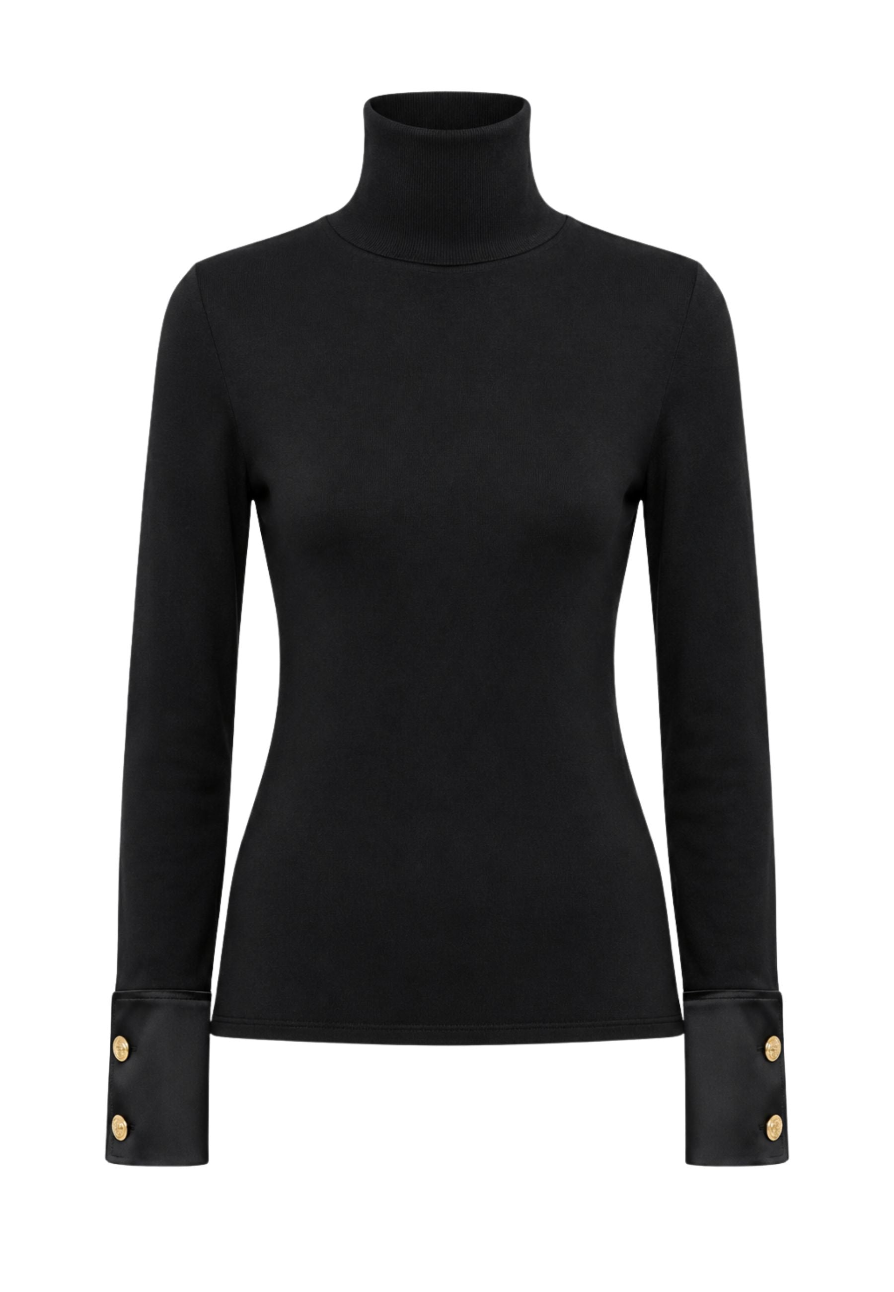 Monique Garçonne - Pullover aderente in cotone e viscosa con bottoni oro
