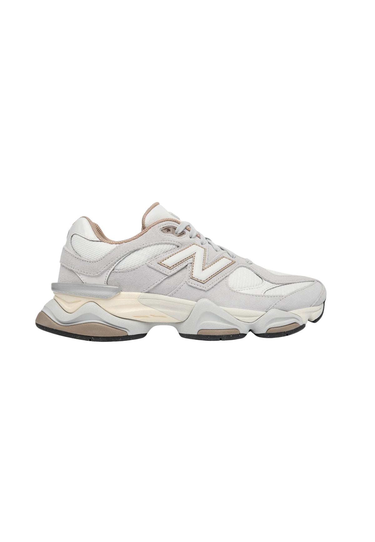New Balance 9060 Sneakers in Suede e Mesh Grigio Chiaro e Beige