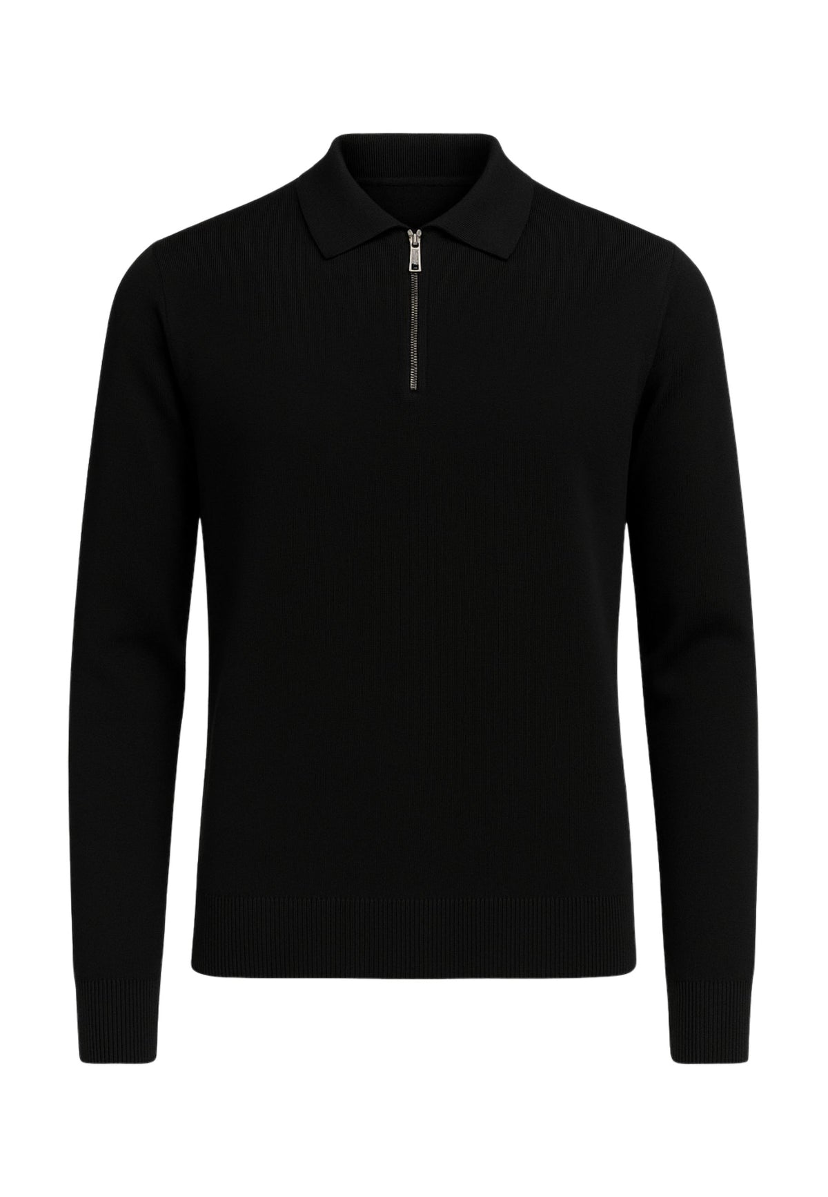 Paolo Pecora - Maglia Polo Uomo in Lana Merinos Extrafine con Zip - Nero