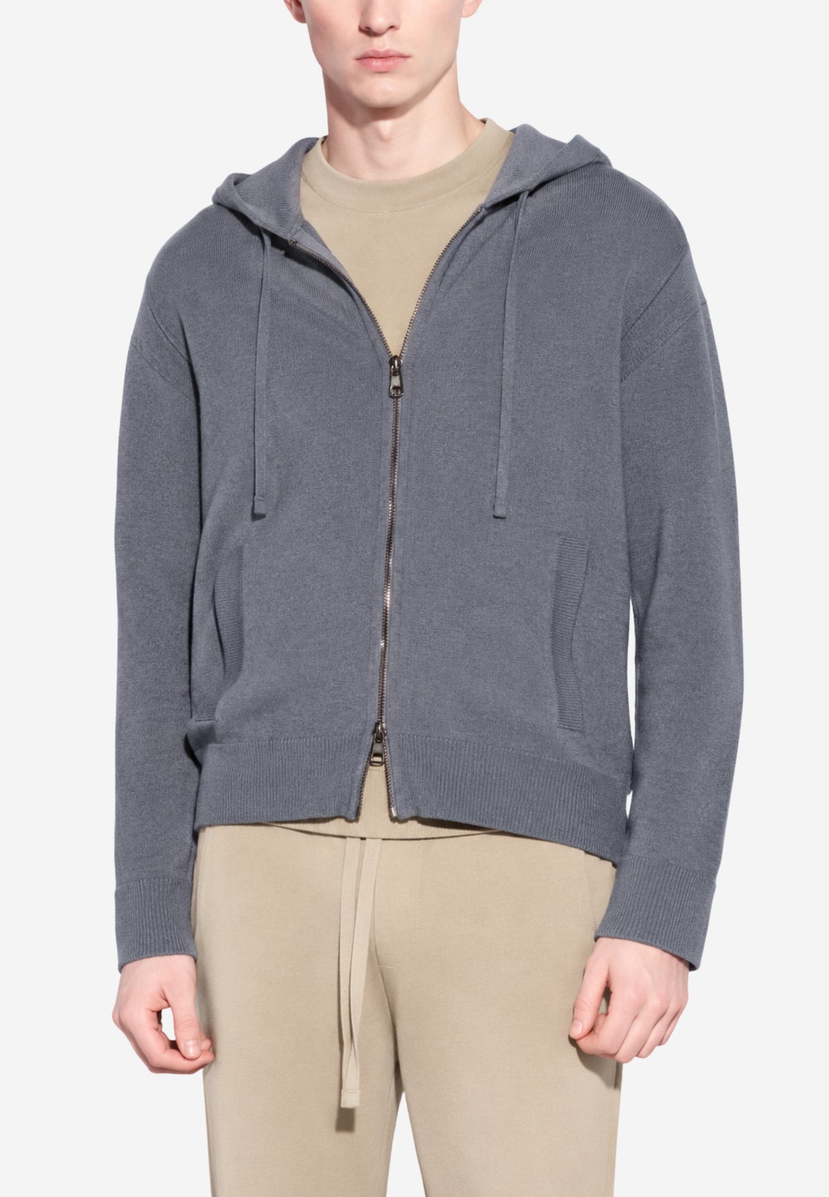Paolo Pecora - Maglia Uomo con Cappuccio e Zip in Lana e Cotone