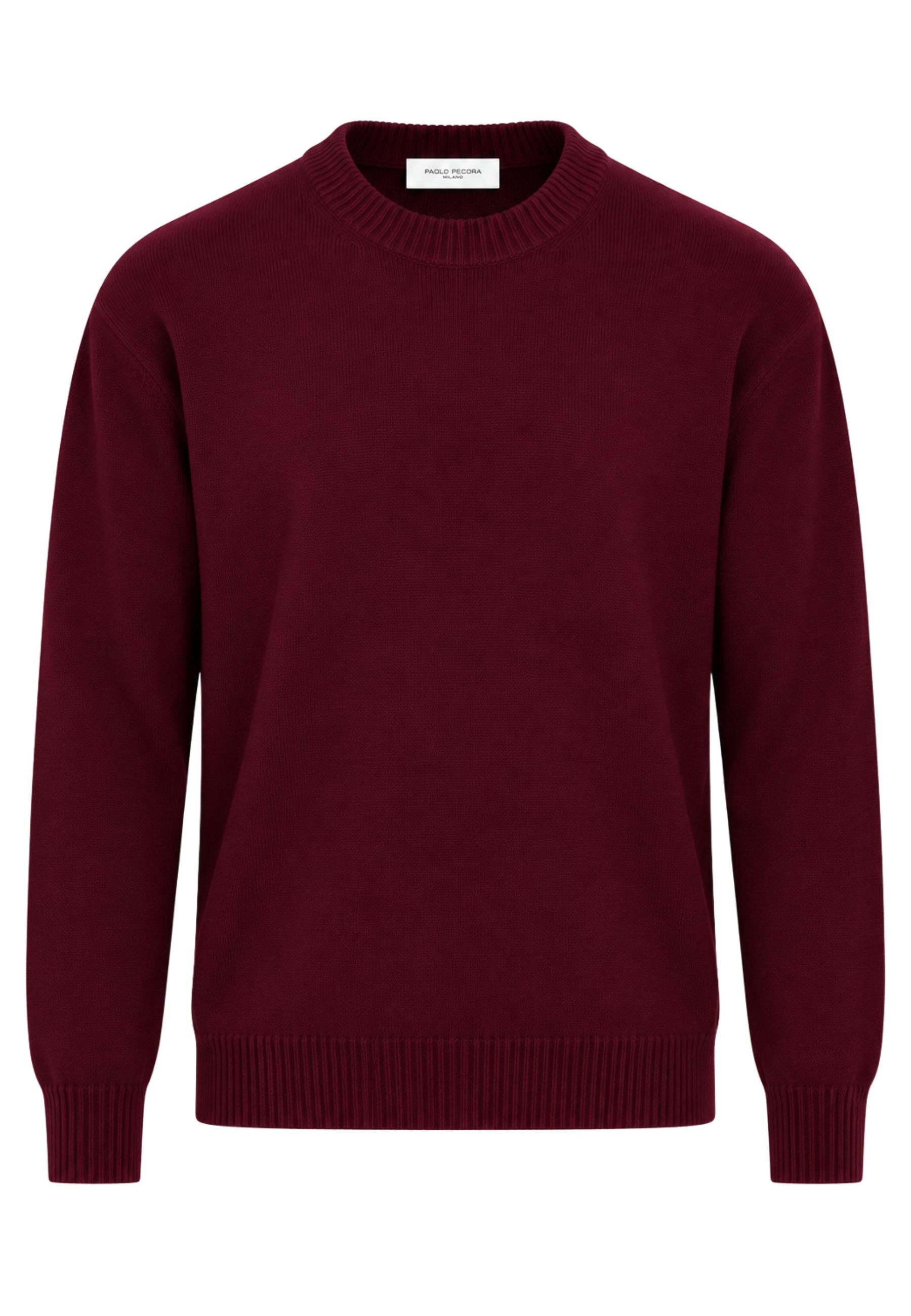 Paolo Pecora - Maglia Uomo Girocollo in 100% Lana Vergine Merino - Bordeaux