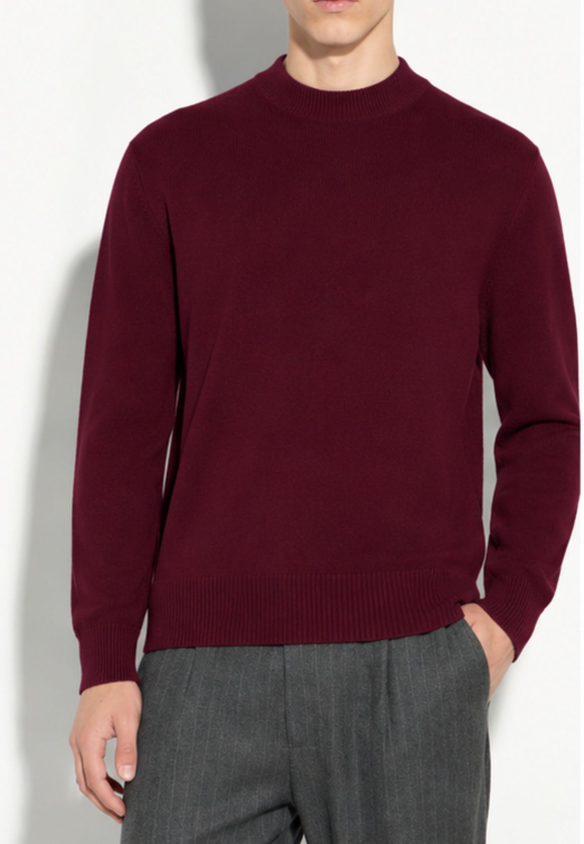 Paolo Pecora - Maglia Uomo Girocollo in 100% Lana Vergine Merino - Bordeaux