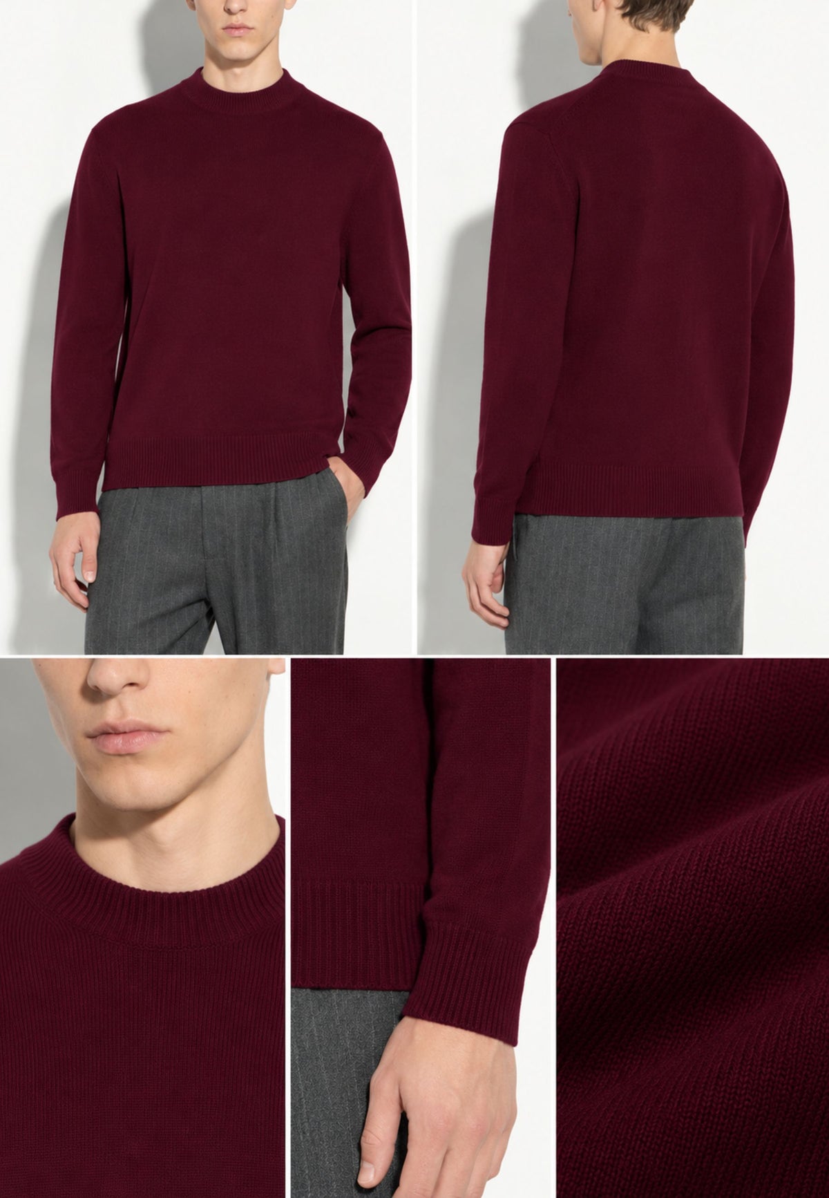 Paolo Pecora - Maglia Uomo Girocollo in 100% Lana Vergine Merino - Bordeaux