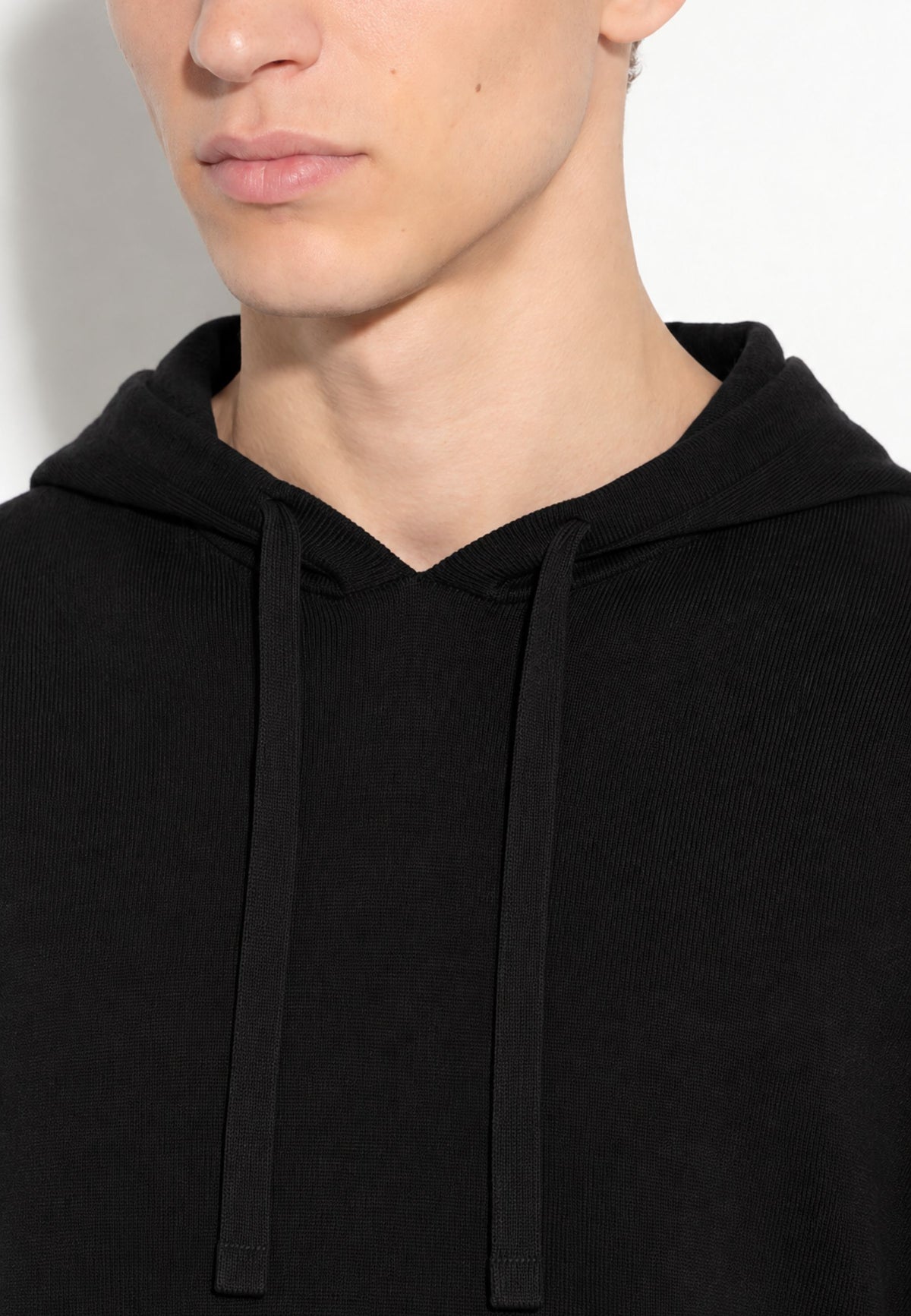 Paolo Pecora Maglia Uomo con Cappuccio in Lana Merinos - Nero