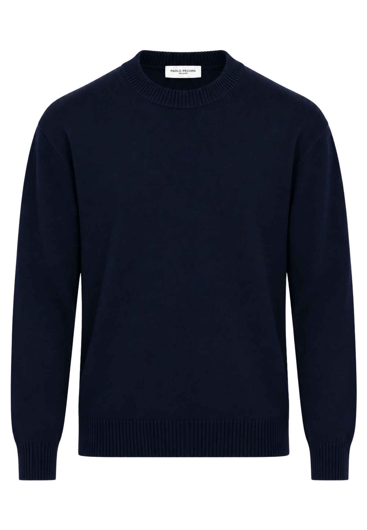 Paolo Pecora - Maglia Uomo Girocollo in 100% Lana Merino - Blu Navy