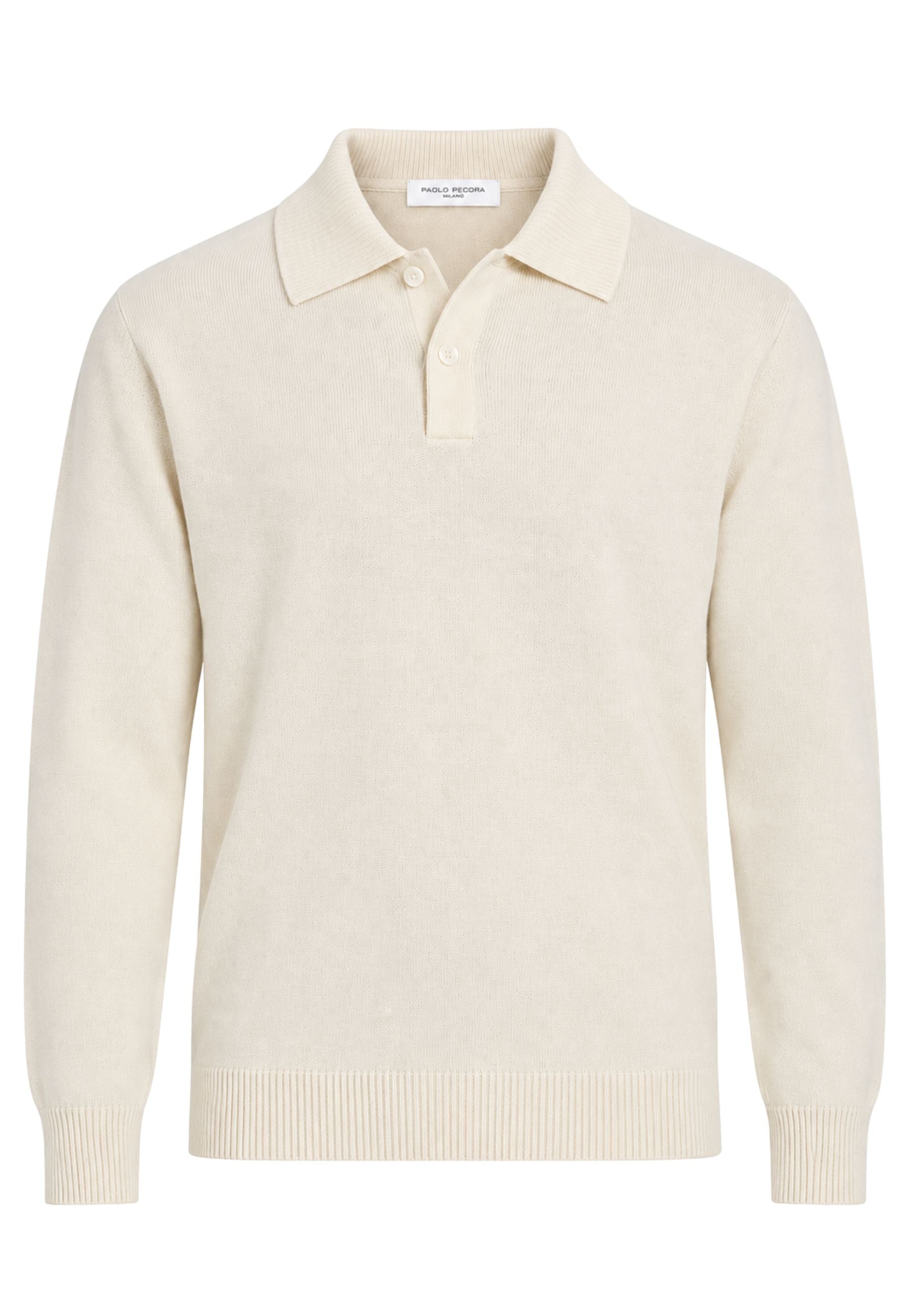 Paolo Pecora - Polo Uomo in 100% Lana Merino - Panna