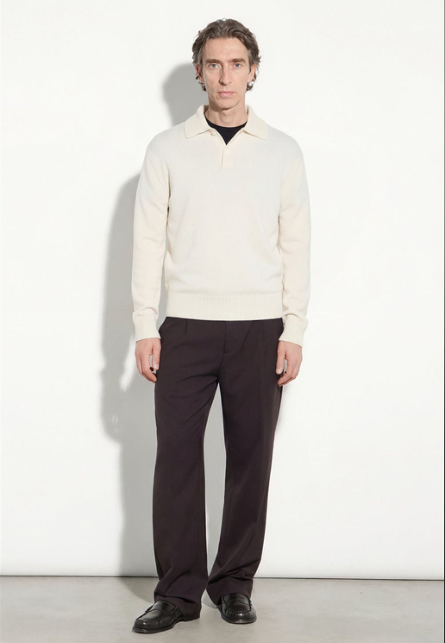 Paolo Pecora - Polo Uomo in 100% Lana Merino - Panna