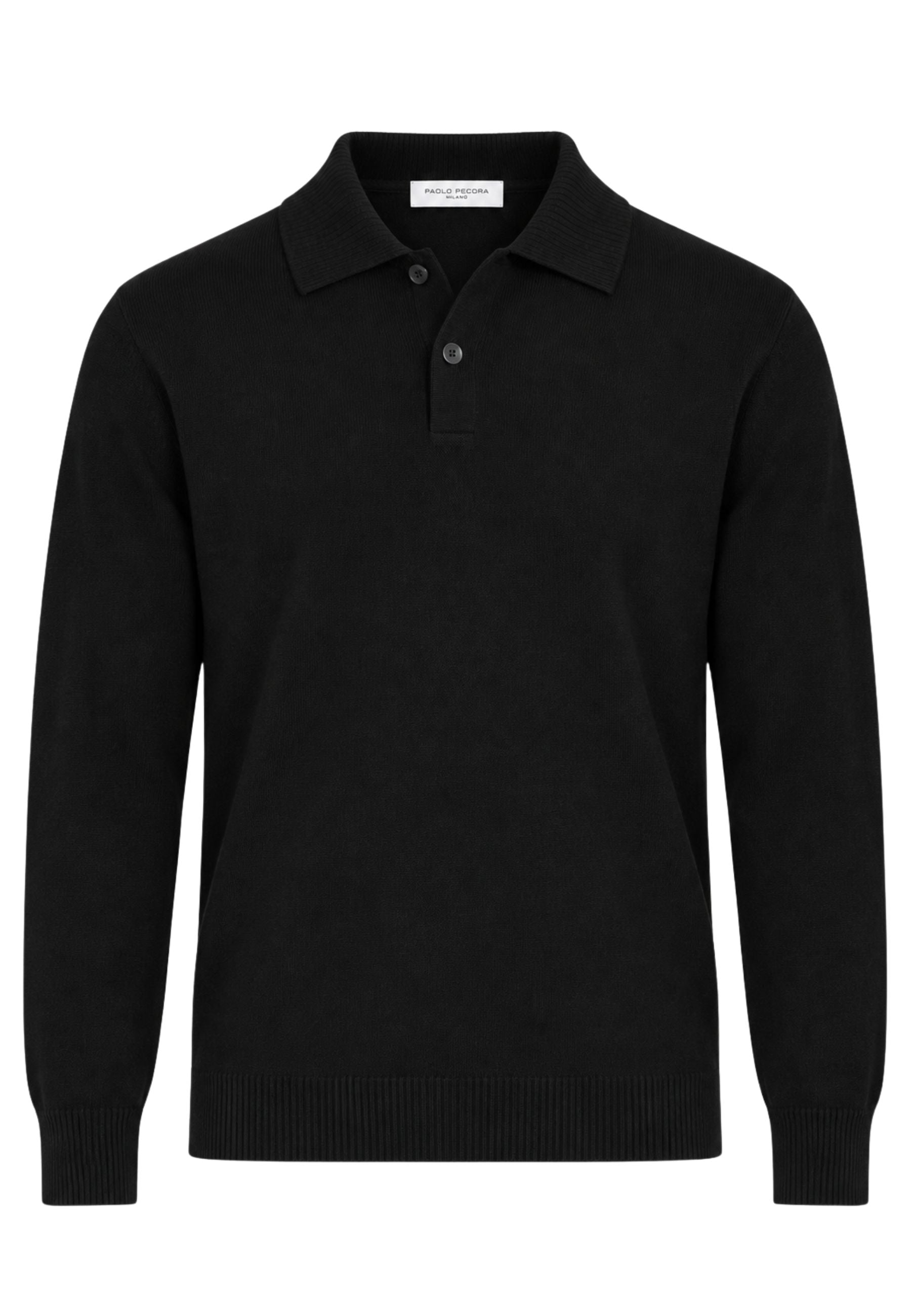 Paolo Pecora - Polo Uomo in 100% Lana Merino - Nero