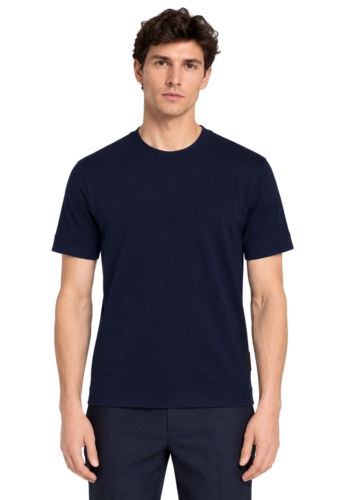 Paolo Pecora - T-Shirt Uomo Regular in Jersey di Cotone Bielastico - Blu Navy