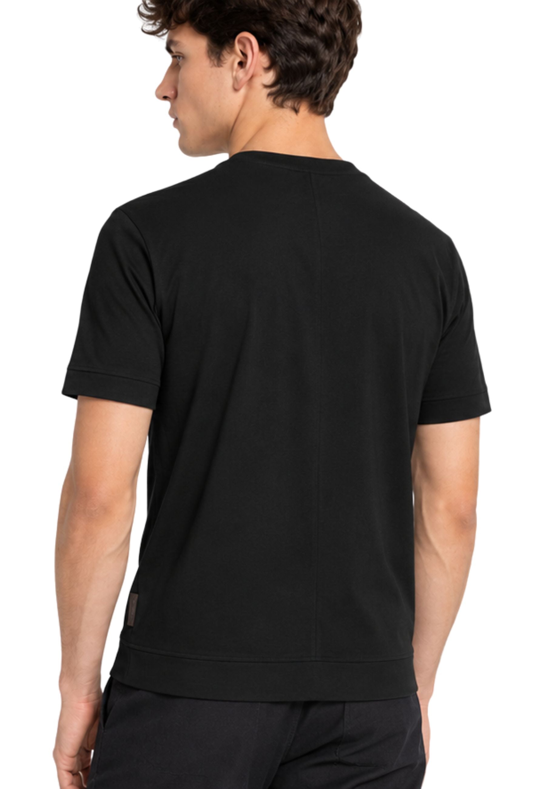 Paolo Pecora - T-Shirt Uomo Regular in Jersey di Cotone Bielastico - Nero
