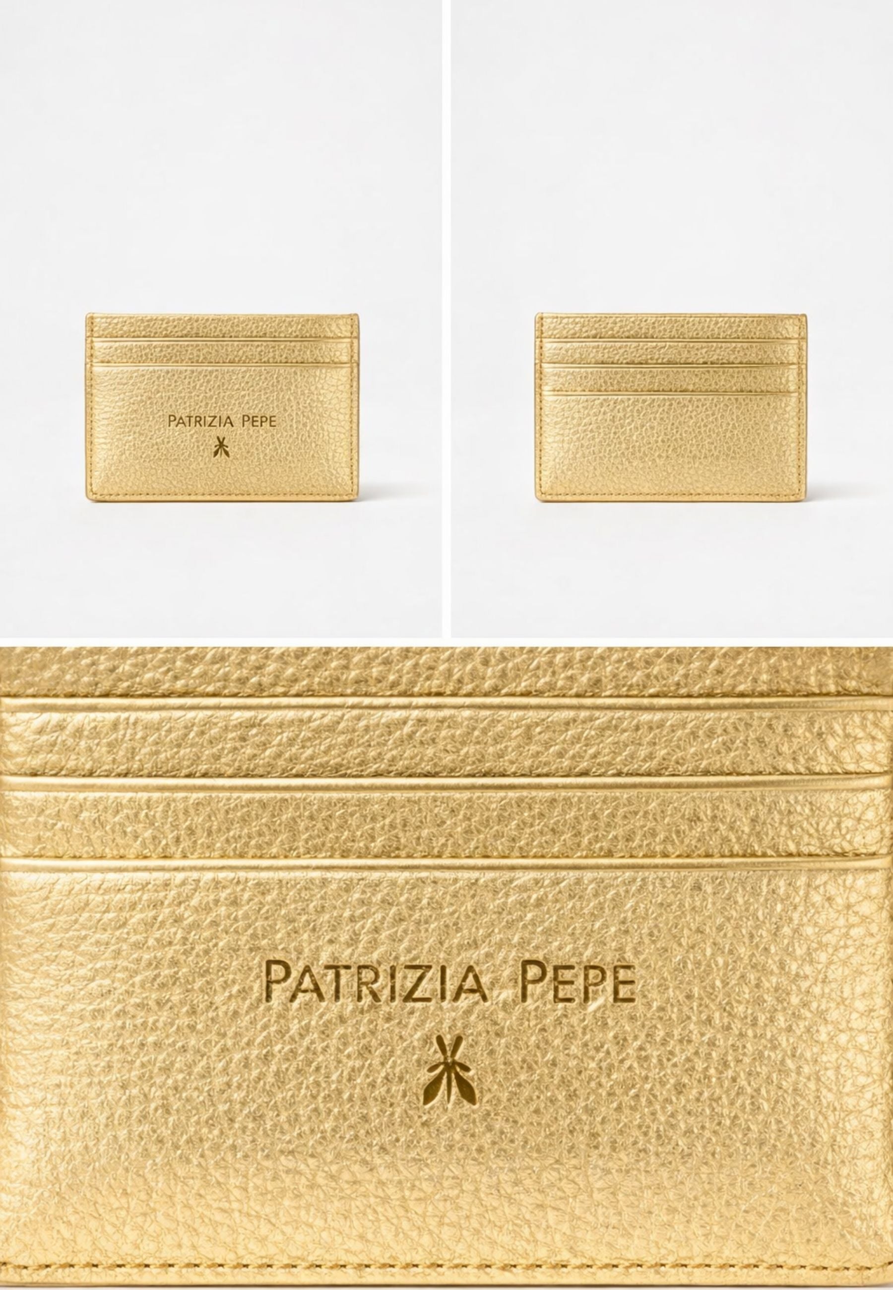 Portacarte Patrizia Pepe in pelle a grana con logo Fly