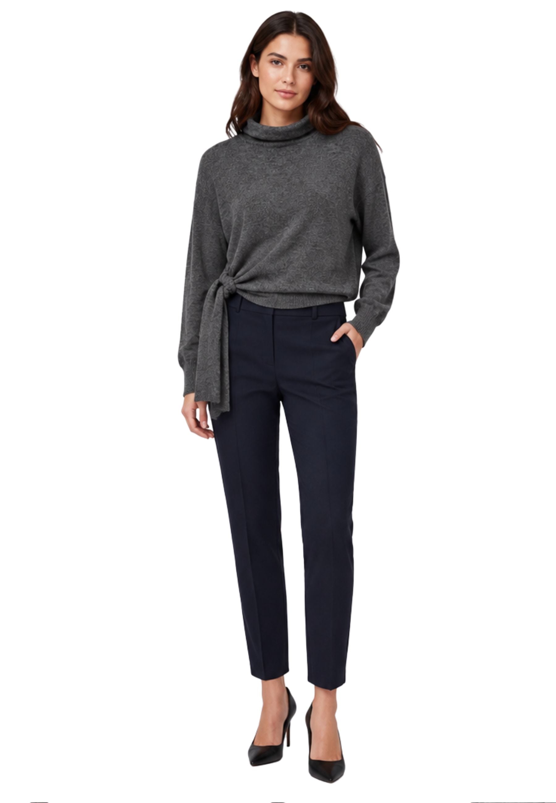 PINKO - Maglia Dolcevita con Nodo Laterale in Misto Alpaca