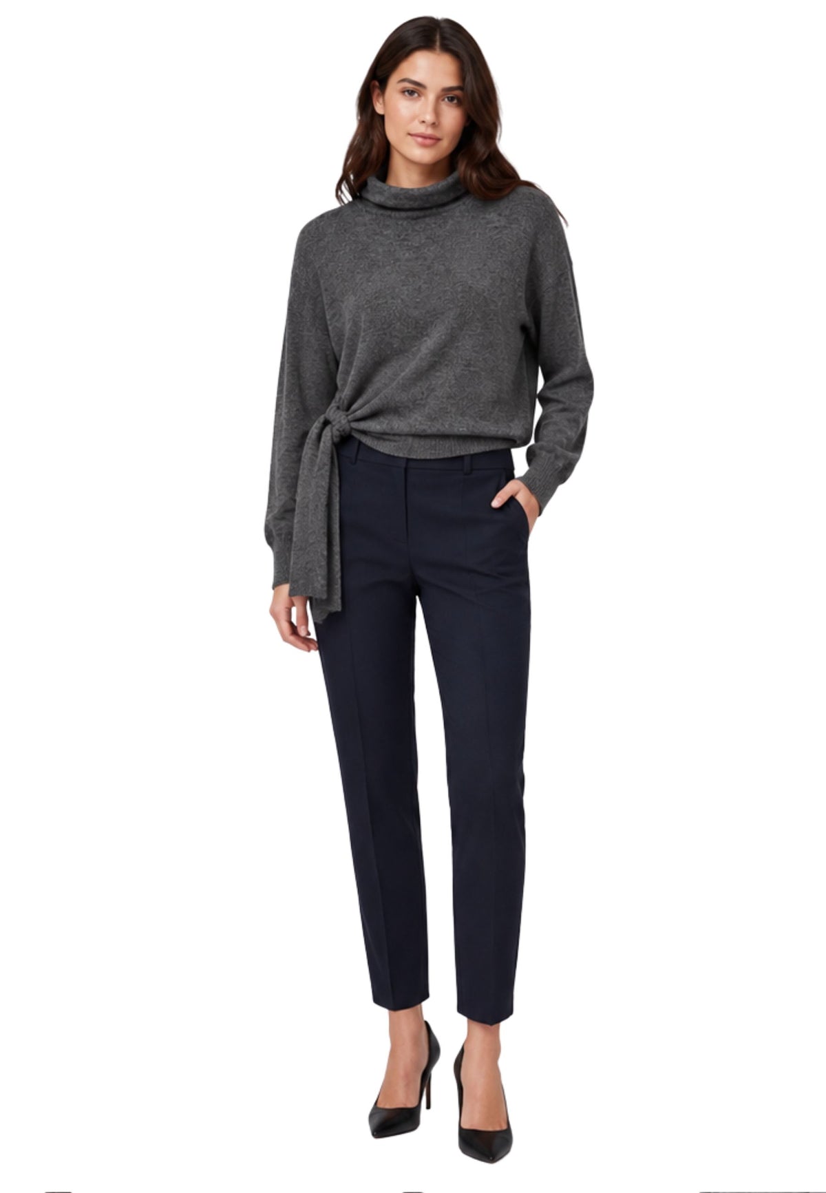 PINKO - Maglia Dolcevita con Nodo Laterale in Misto Alpaca