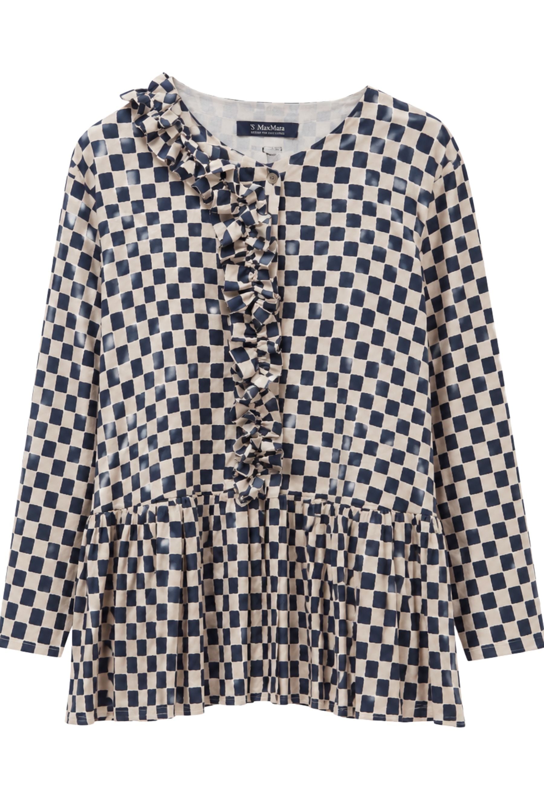 'S Max Mara - Blusa in cotone con stampa a quadri