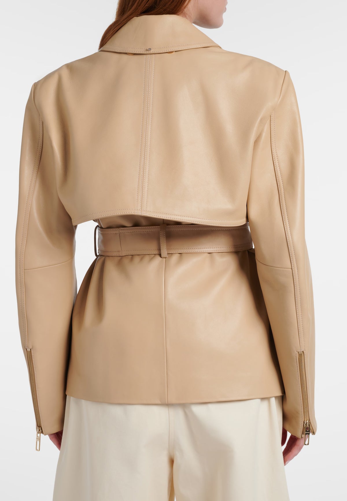 Sportmax - Giacca convertibile Stenzone in pelle beige