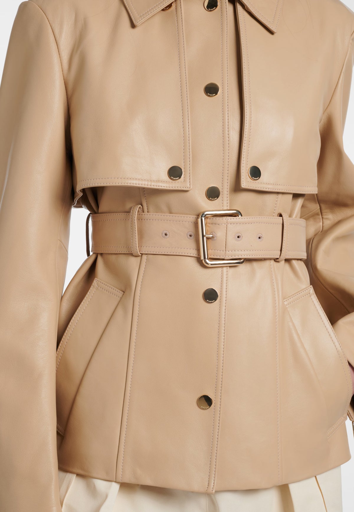 Sportmax - Giacca convertibile Stenzone in pelle beige