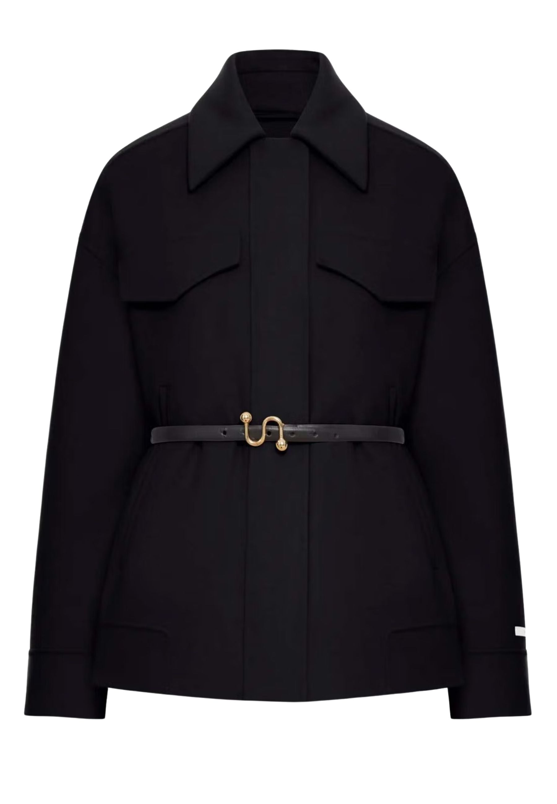 Sportmax Caban in lana vergine con cintura in pelle