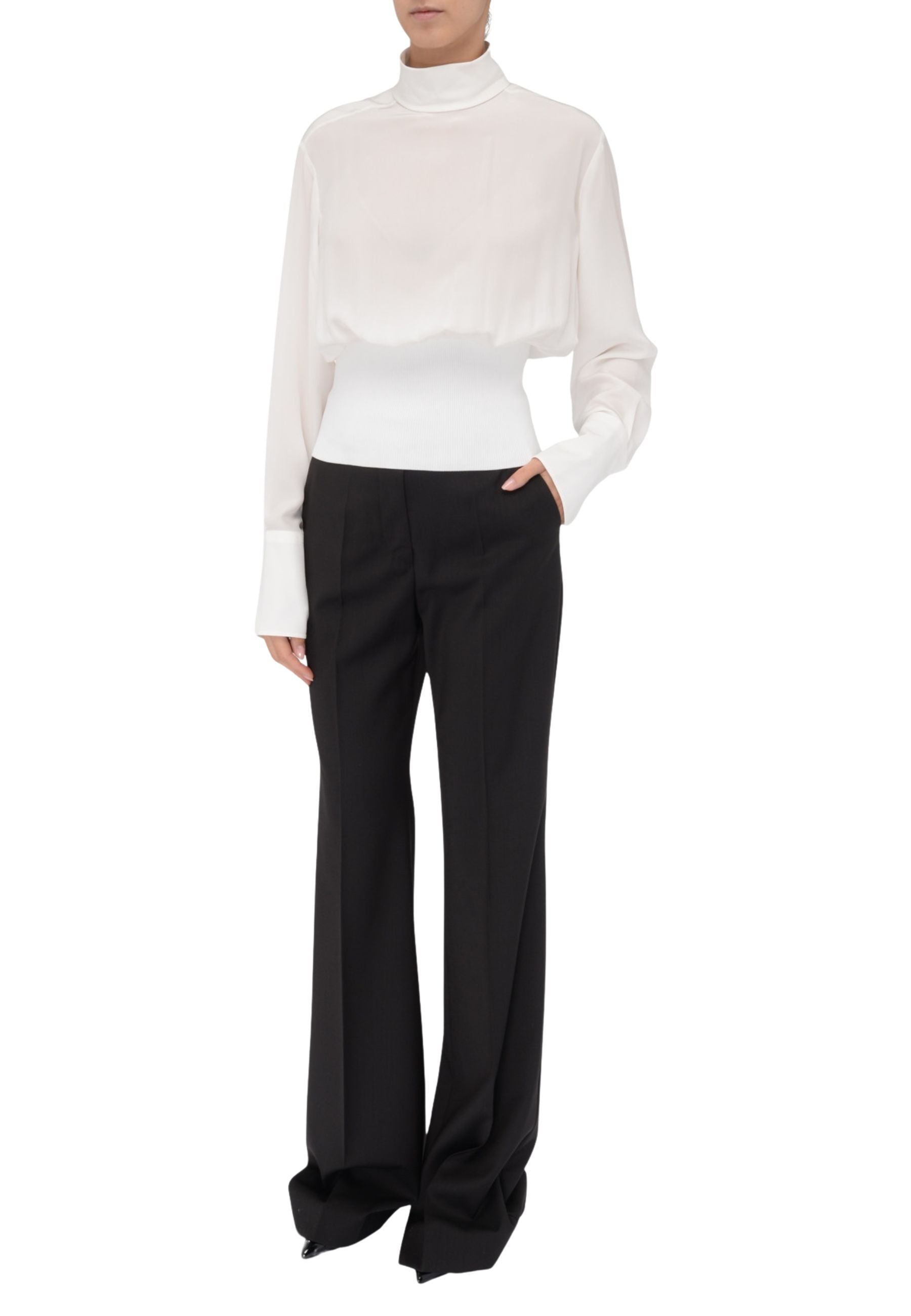 Sportmax Hangar Pantalone Flare in Lana Vergine Nero