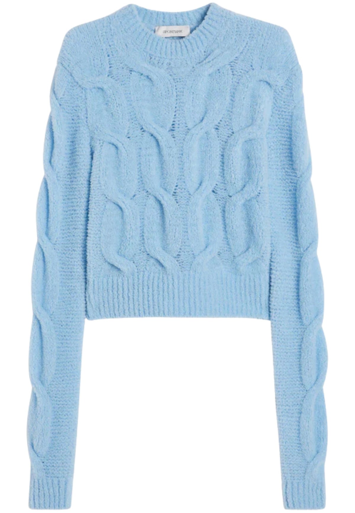 Sportmax Maglione Crop a Trecce Azzurro in Misto Lana